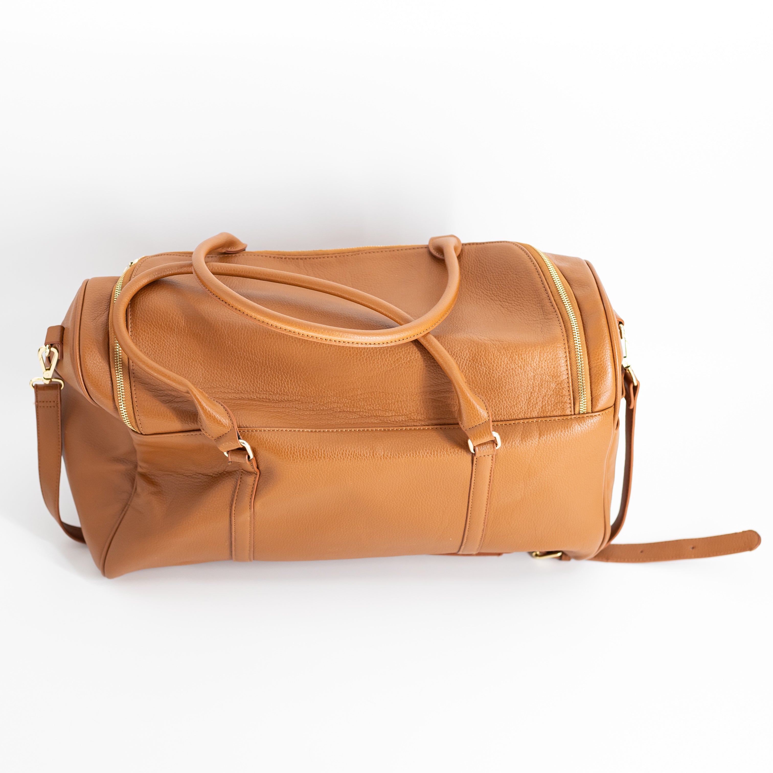Fawn Design The Weekender Faux Vegan Leather Top Handle Duffle Travel Bag Brown