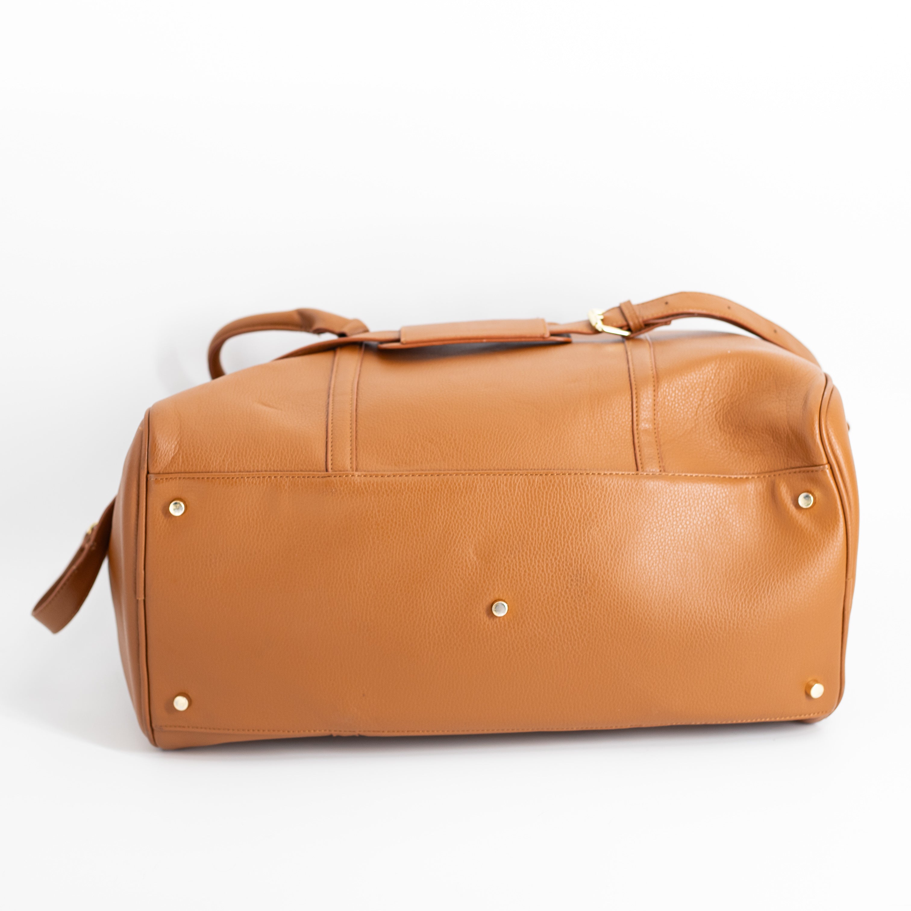 Fawn Design The Weekender Faux Vegan Leather Top Handle Duffle Travel Bag Brown