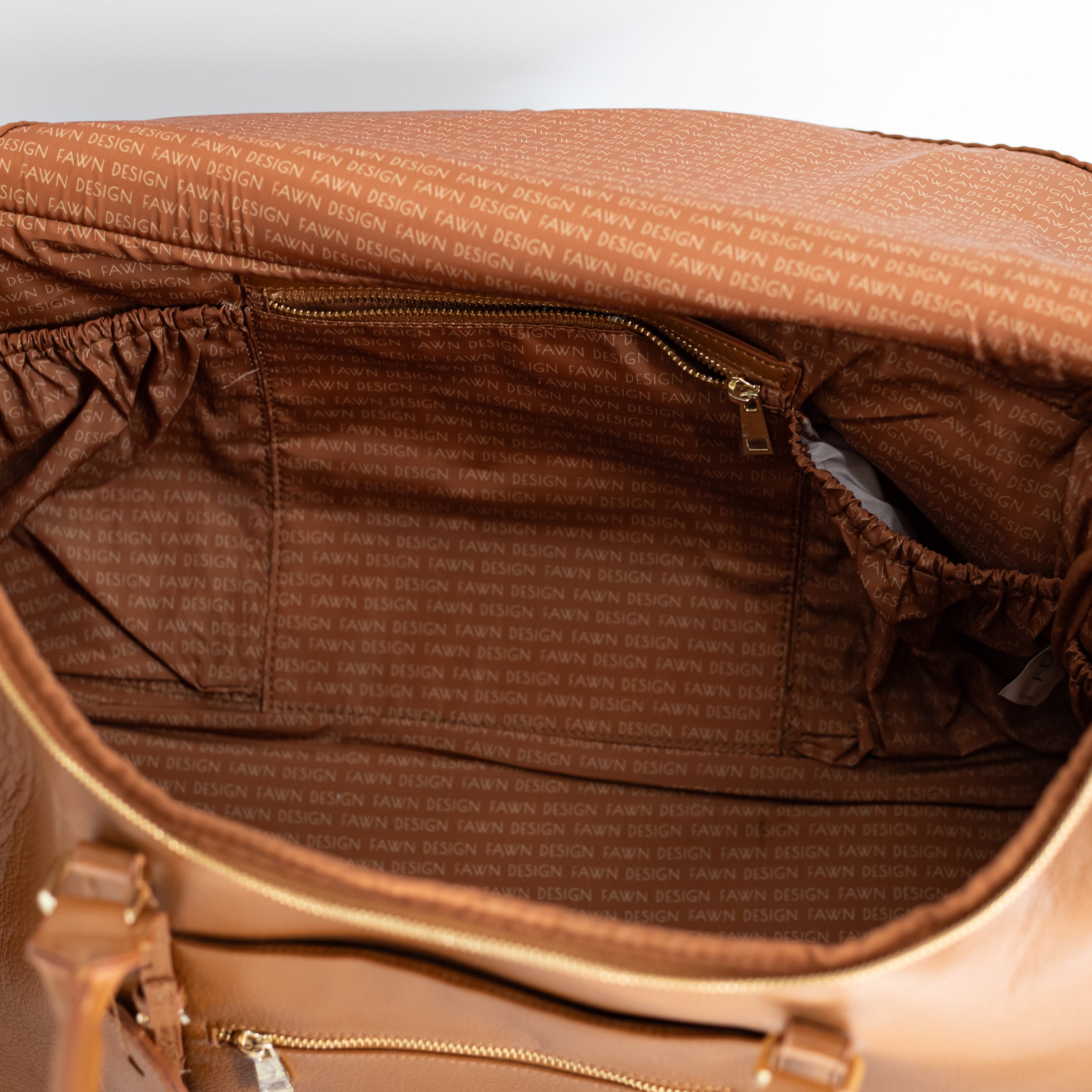 Fawn Design The Weekender Faux Vegan Leather Top Handle Duffle Travel Bag Brown