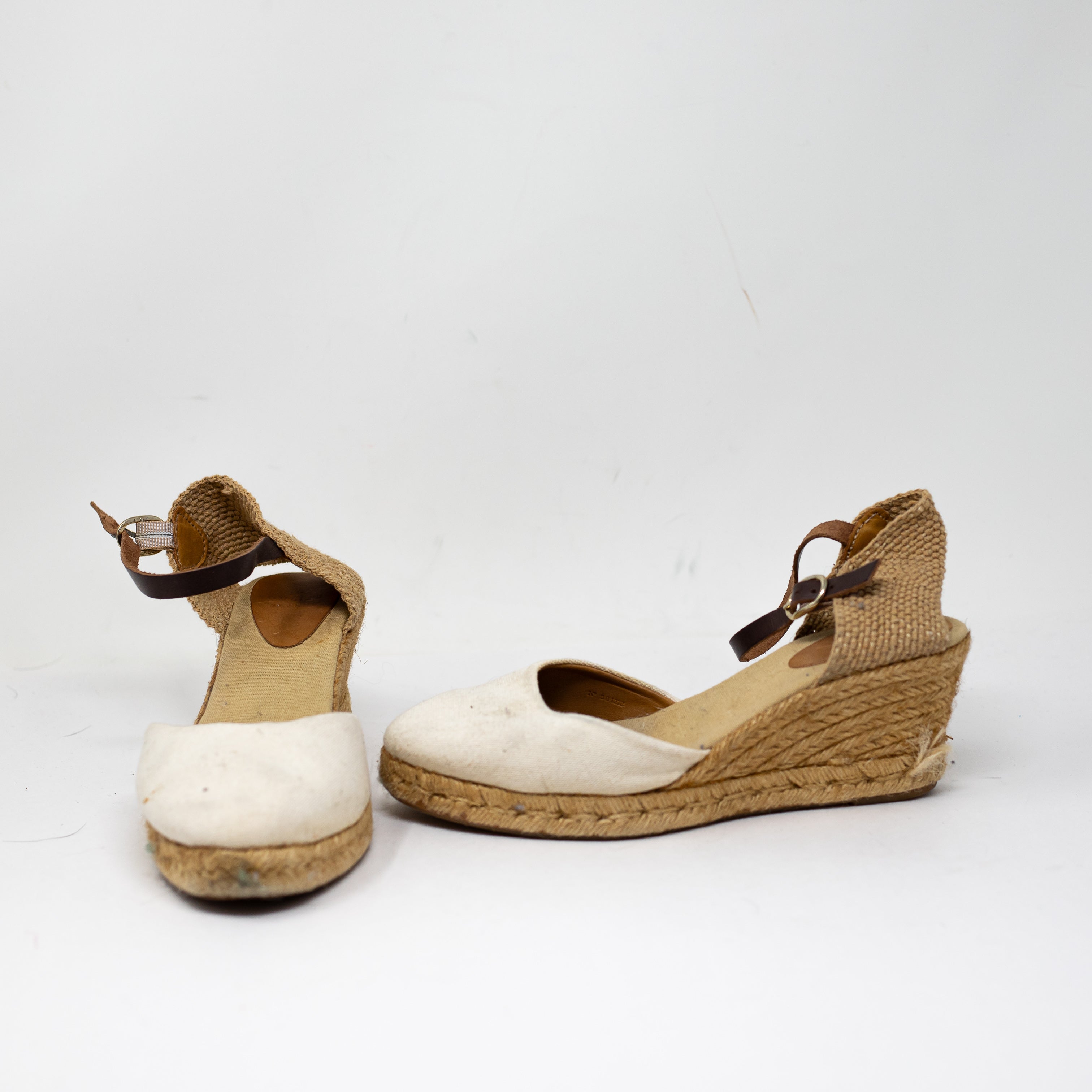 Sezane Melanie Cotton Espadrille Jute Woven Ankle Strap Wedge High Heels Shoes 7