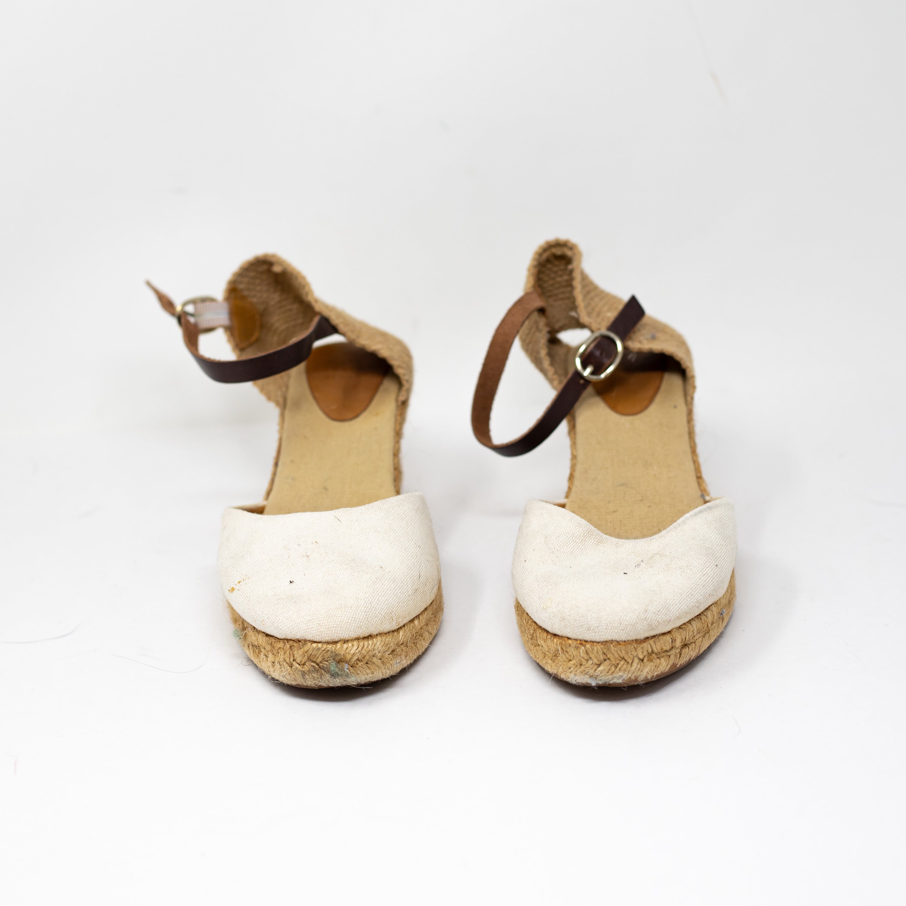 Sezane Melanie Cotton Espadrille Jute Woven Ankle Strap Wedge High Heels Shoes 7