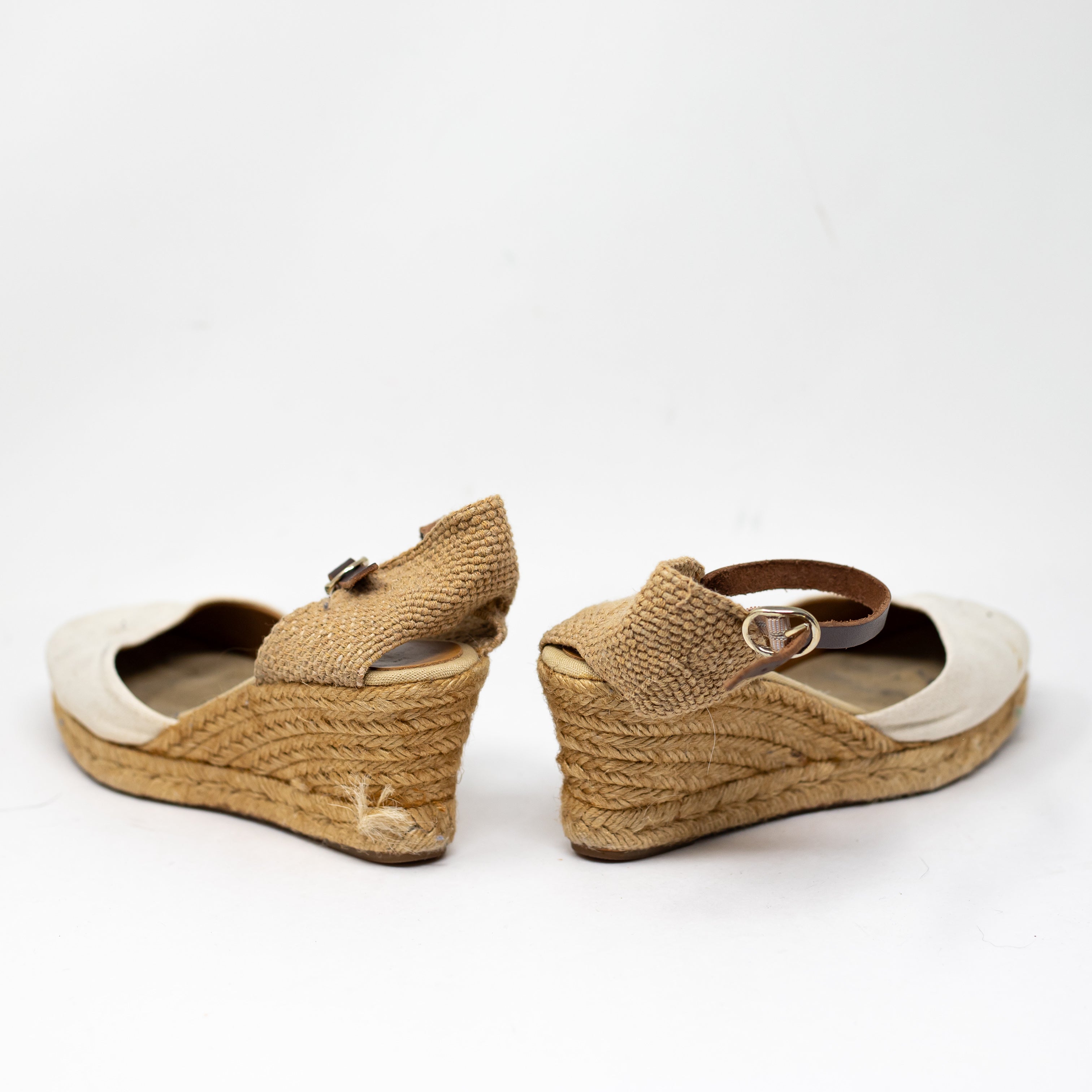 Sezane Melanie Cotton Espadrille Jute Woven Ankle Strap Wedge High Heels Shoes 7