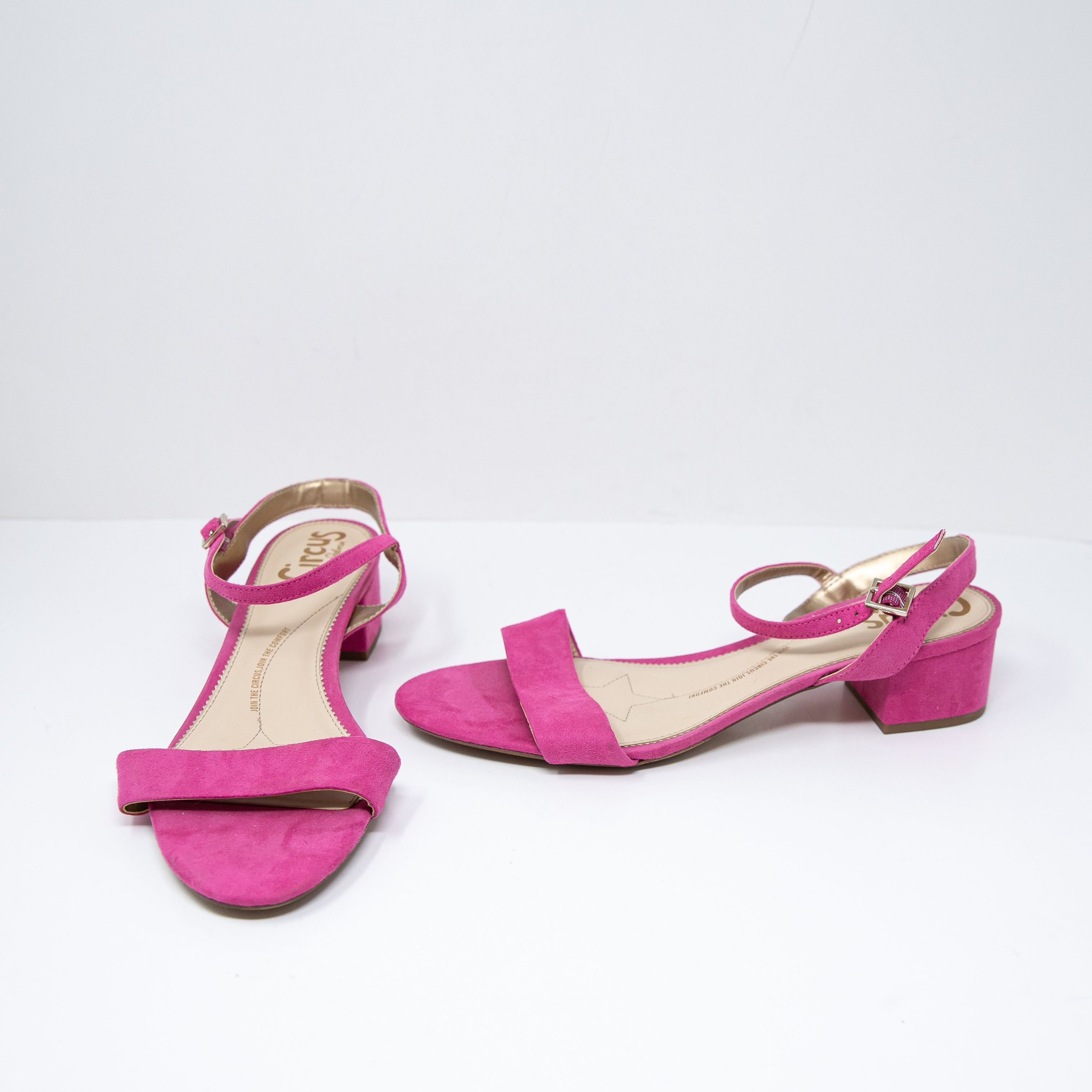 NEW Sam Edelman Circus Ibis Genuine Suede Leather Open Toe Block Sandal Heels