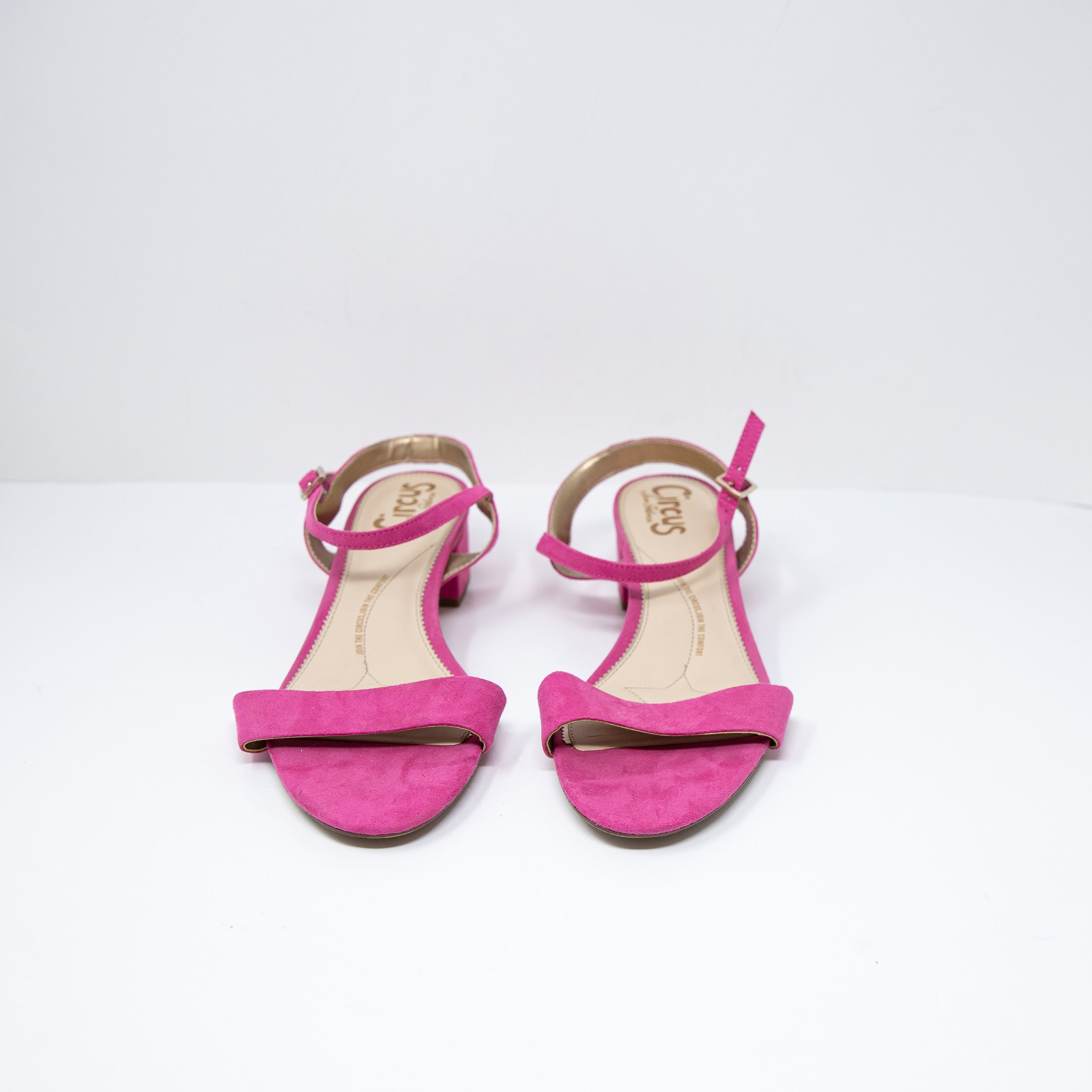 NEW Sam Edelman Circus Ibis Genuine Suede Leather Open Toe Block Sandal Heels