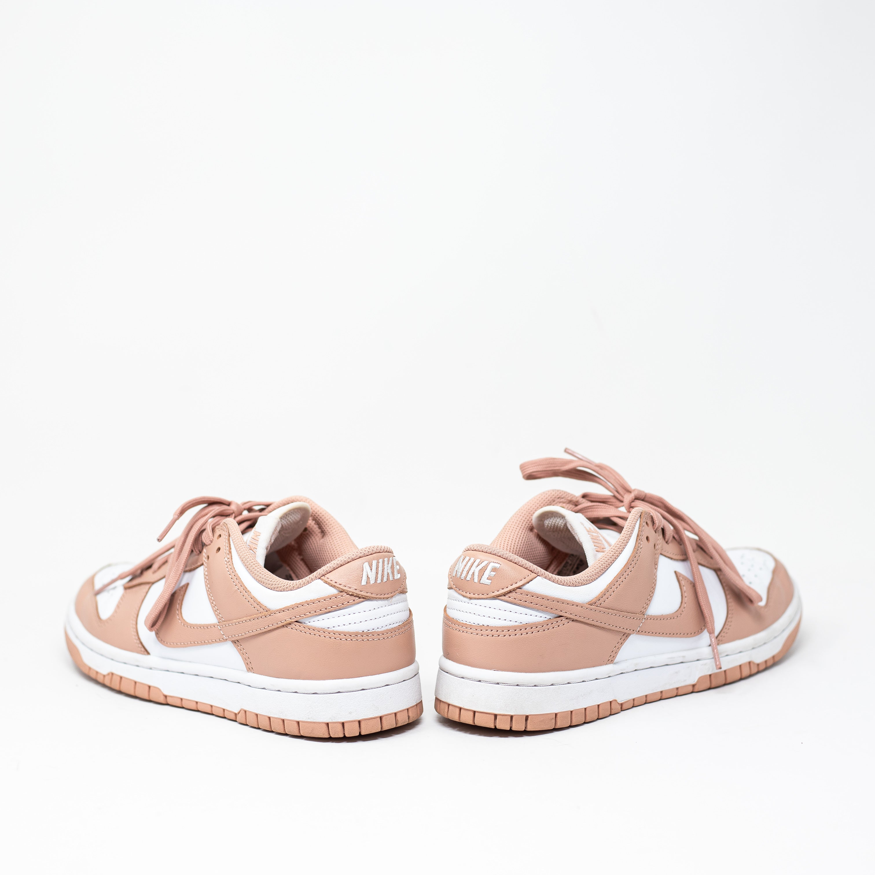Nike Women's Dunk Low Leather Lace Up Low Top Sneakers Shoes Rose Whisper White