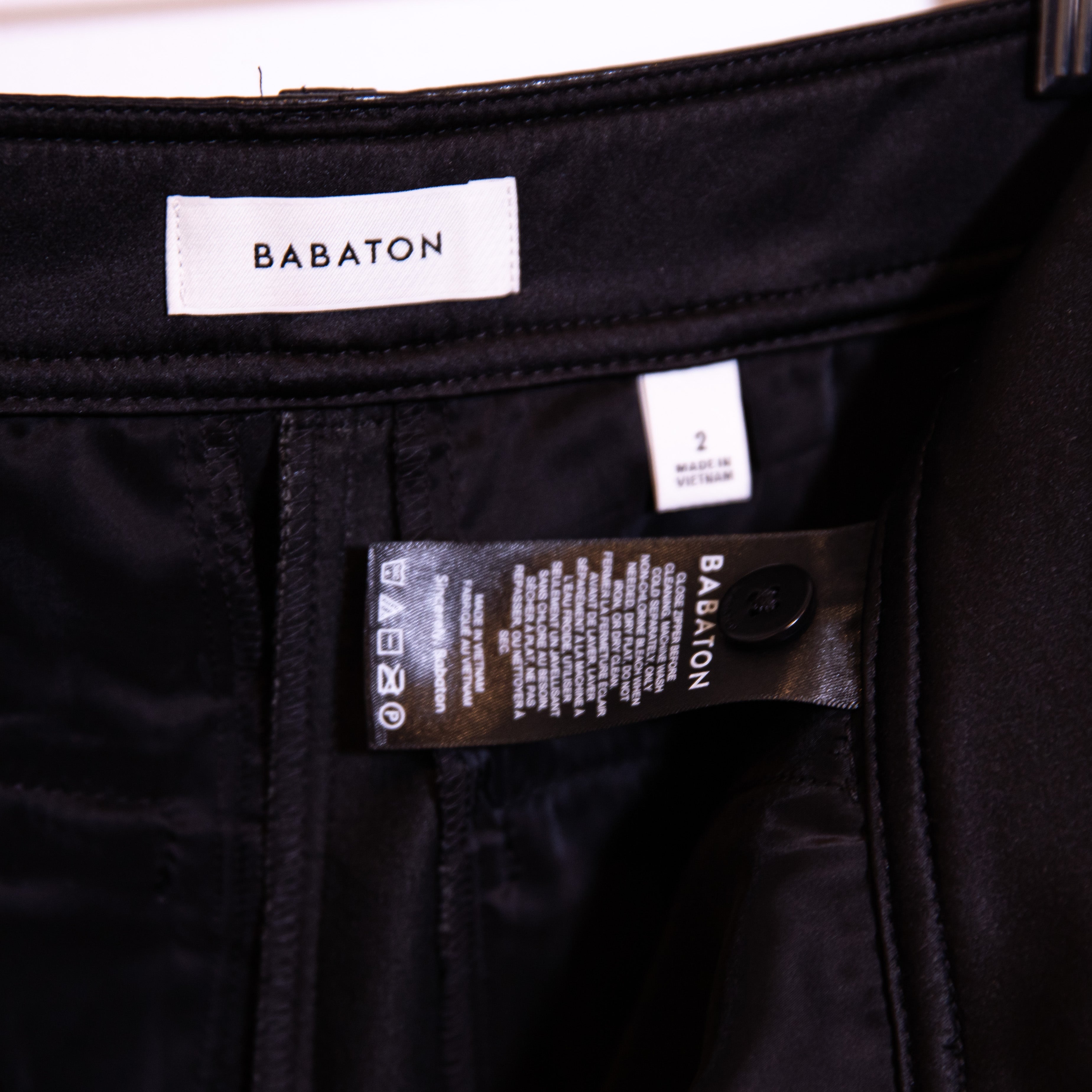 Babaton Aritiza Command Cropped Mid Rise Faux Vegan Leather Pants Solid Black 2