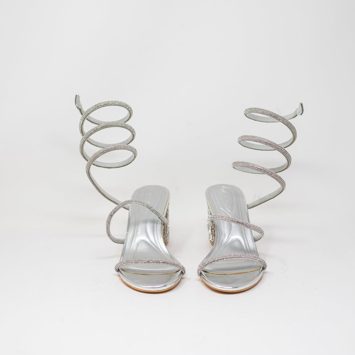 NEW Azalea Wang Soledad Crystal Rhinestone Ankle Wrap Block Heel Sandals Shoes 6