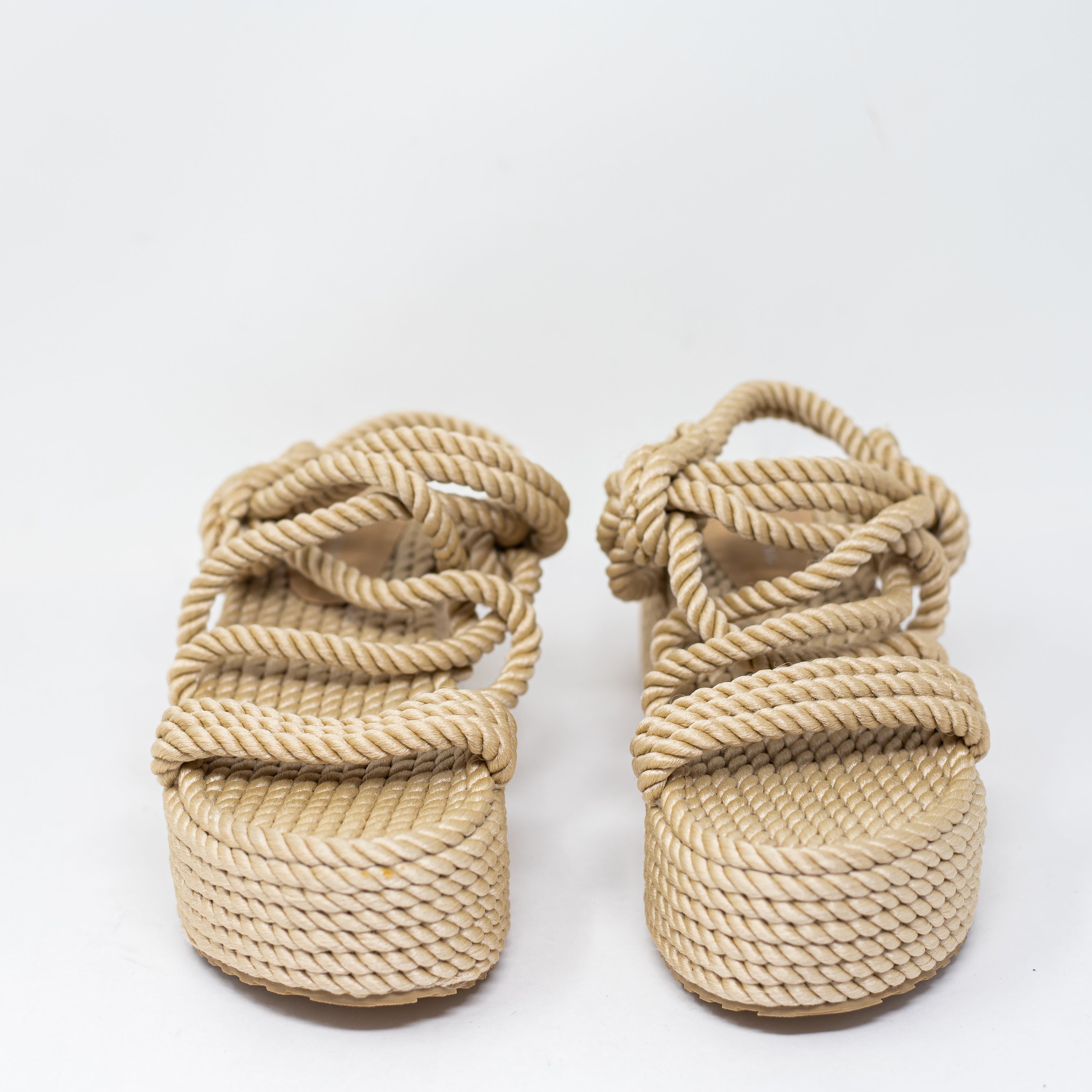 NEW Azalea Wang Braided Twisted Rope Platform Strappy Sandal Shoes Natural 7