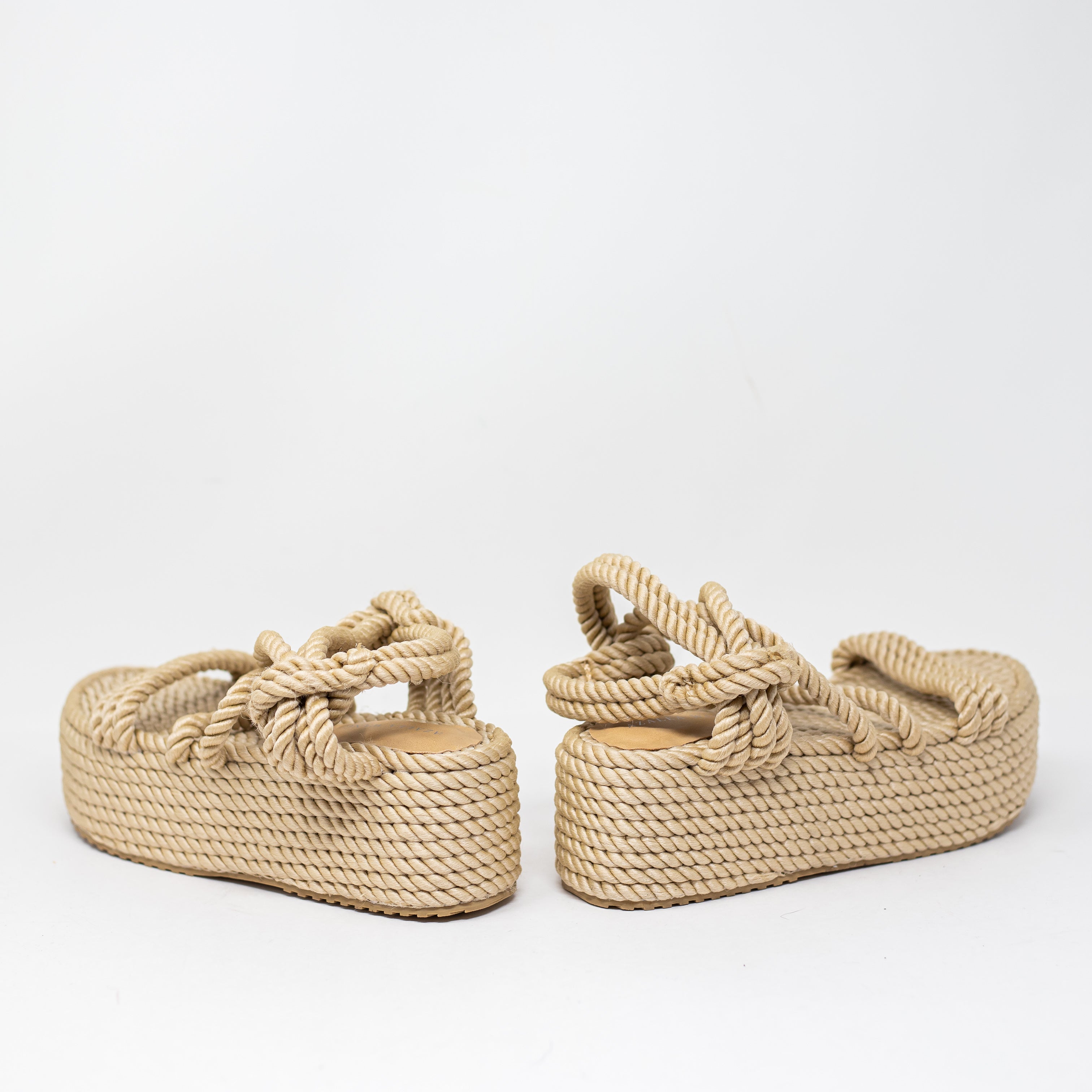 NEW Azalea Wang Braided Twisted Rope Platform Strappy Sandal Shoes Natural 7