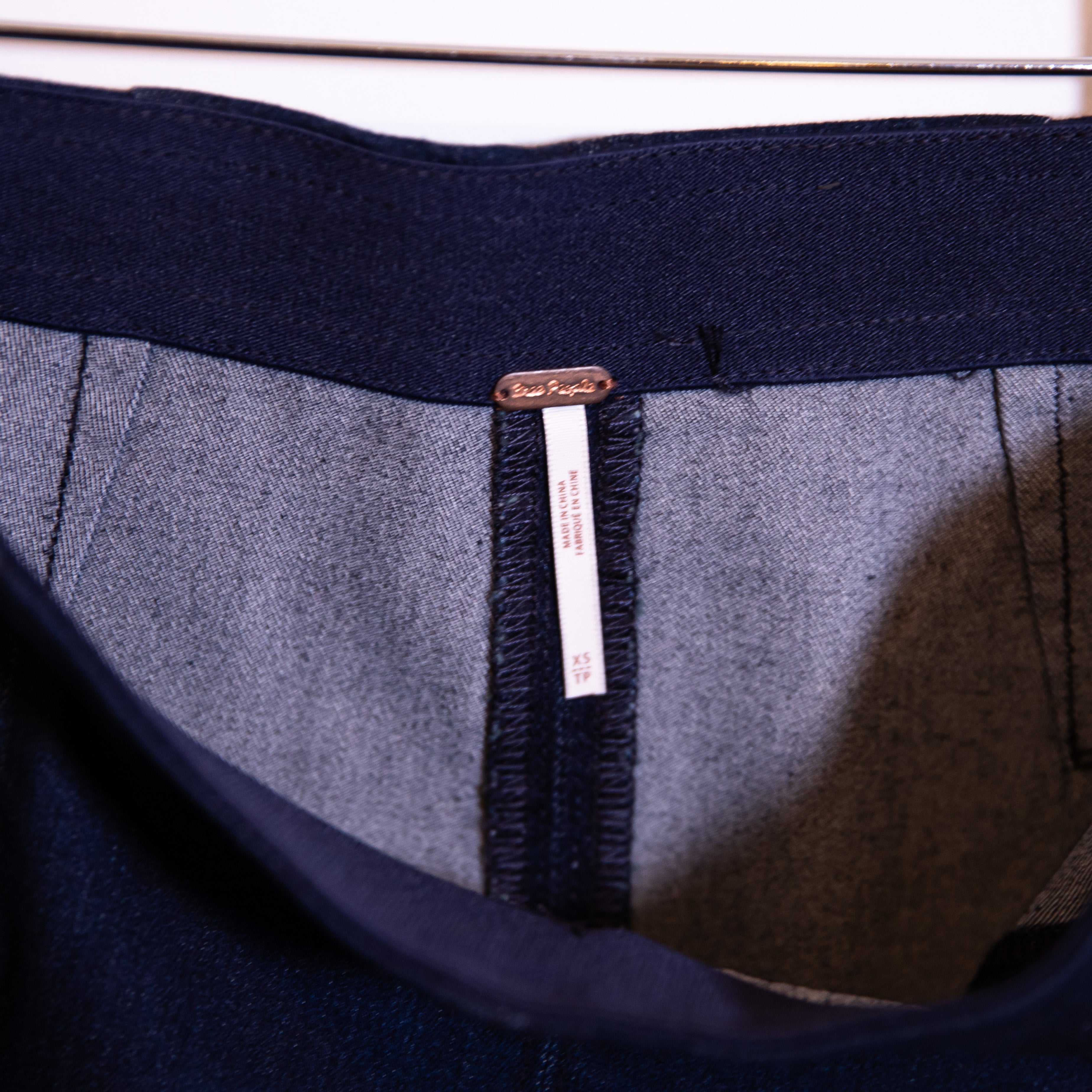 Free People Femme Fatale Cotton Stretch Denim Jean Tight Mini Skirt Indigo Blue