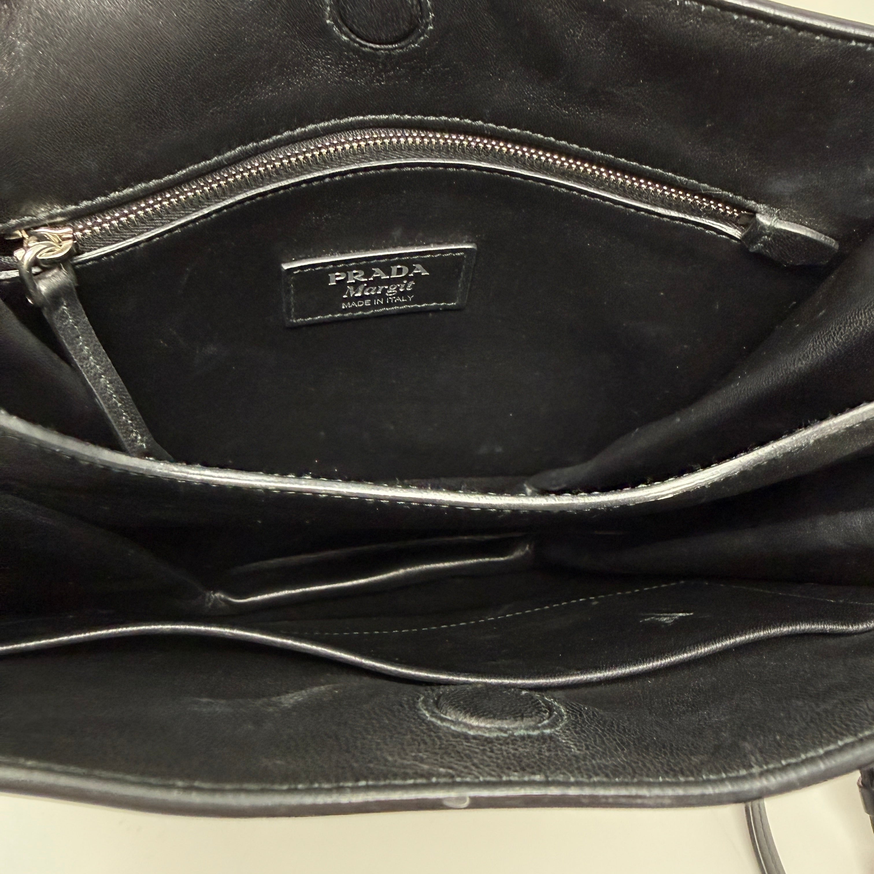 Prada Margit Genuine Leather Convertible Crossbody Shoulder Hobo Purse Bag White