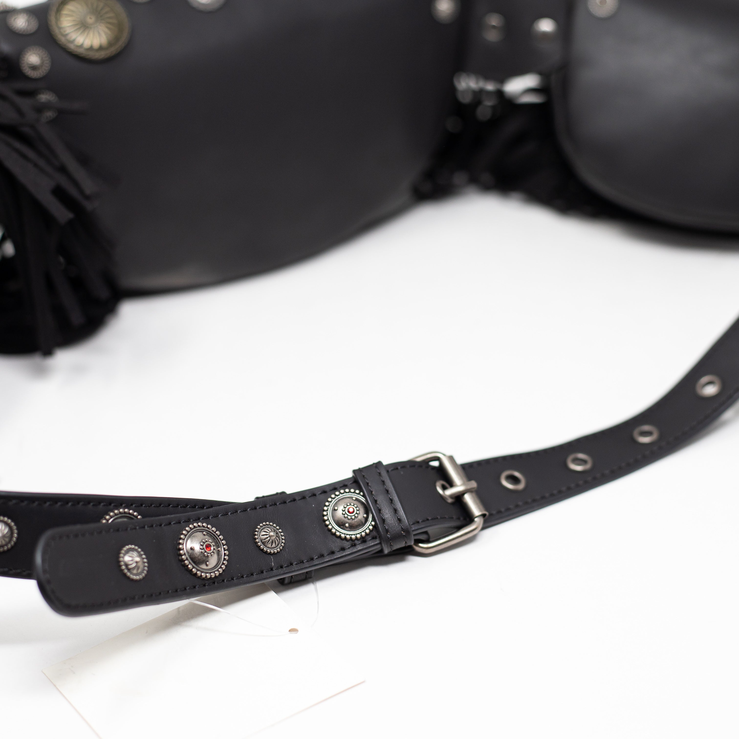 Azalea Wang Faux Vegan Leather Studded Embellished Multi Pocket Purse Bag Black