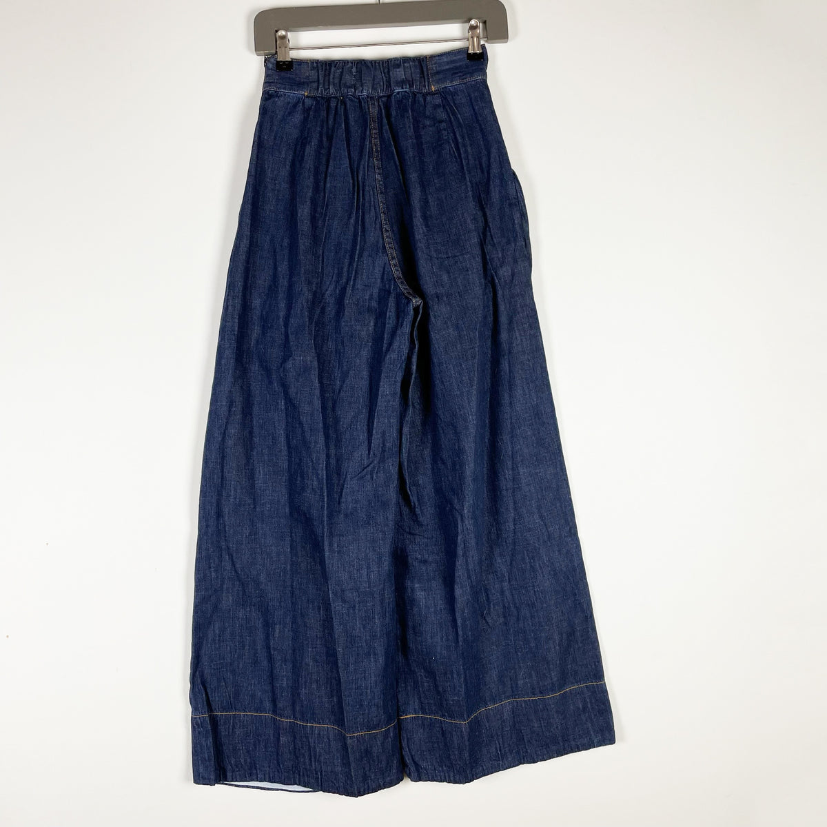 Rachel Comey Cotton High Rise Wide Leg Pleated Denim Jeans Blue 00
