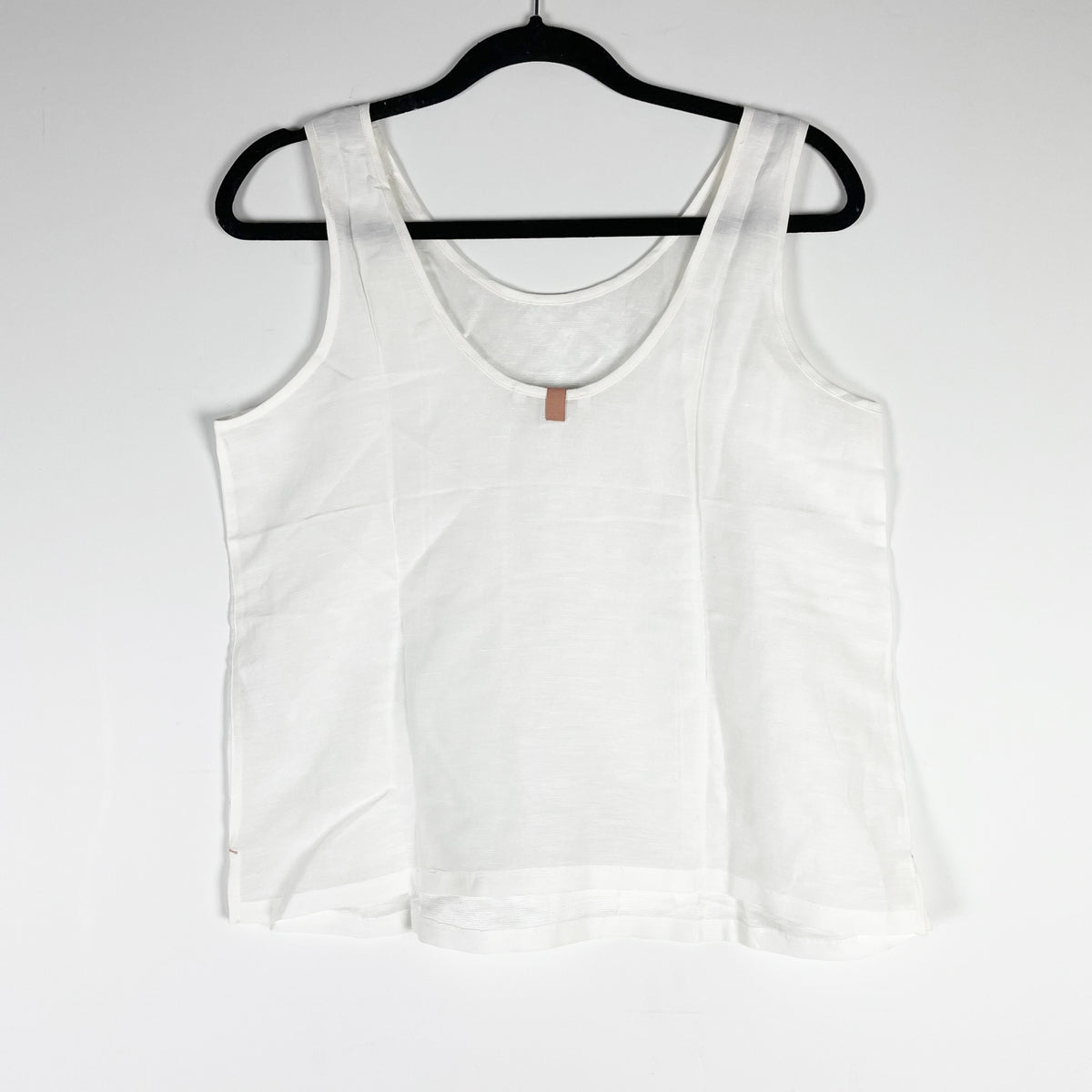 Lunya Cotton Linen Silk Lightweight Scoop Neck Sleeveless Tank Top White Small