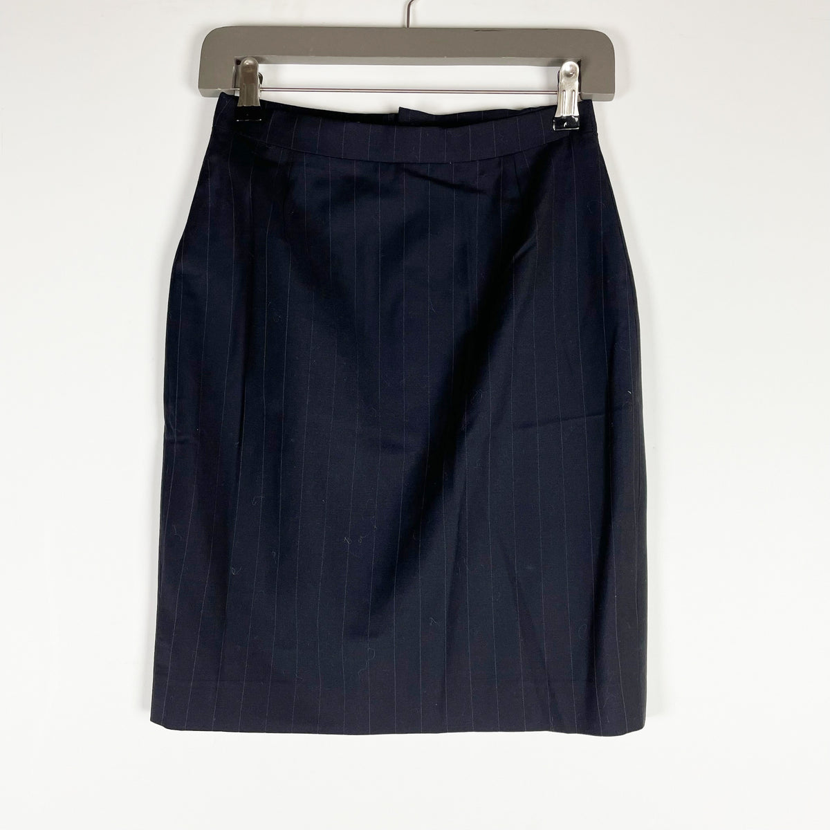 Burberry Women's Made In Italy Wool Pinstripe Pencil Skirt Black Small