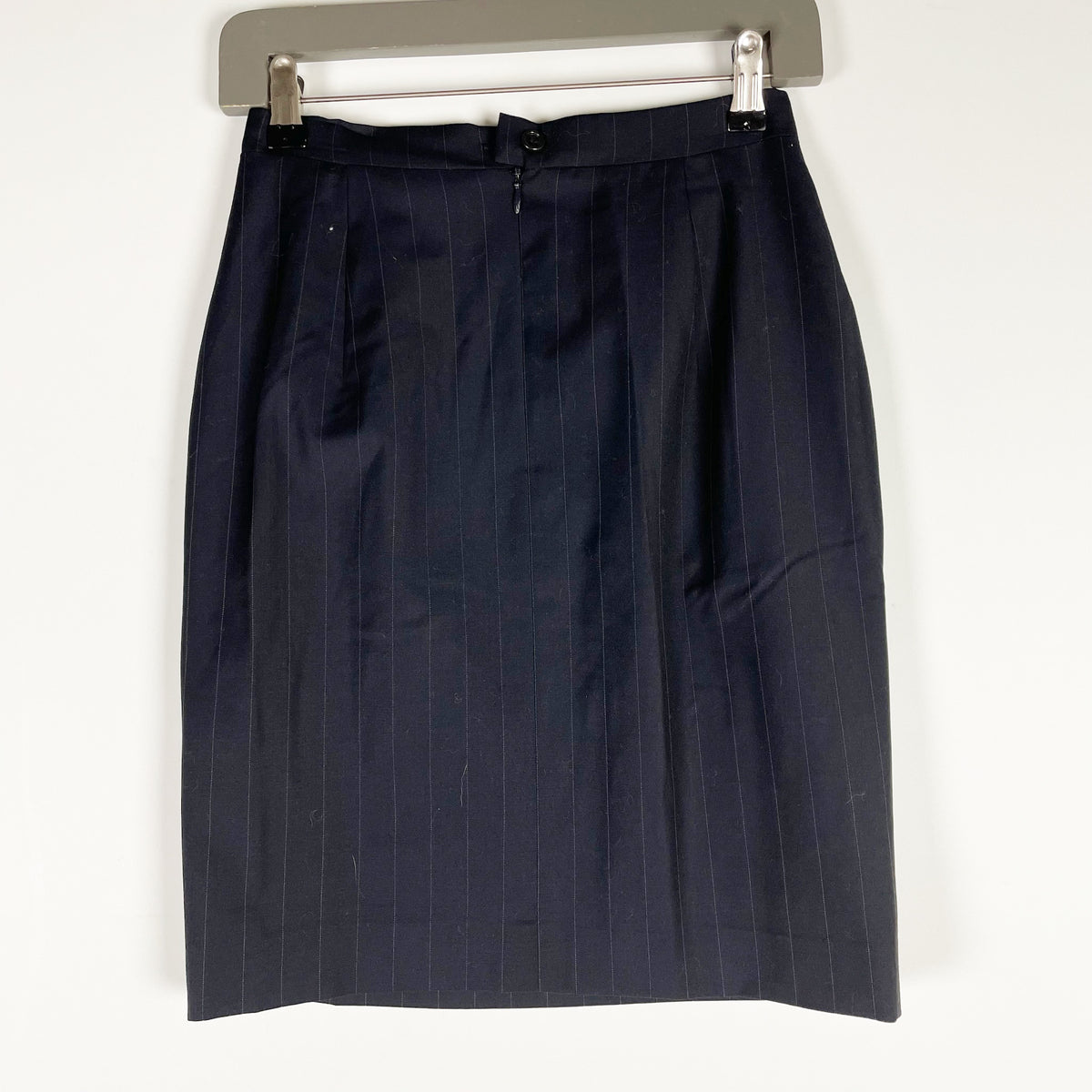 Burberry Women's Made In Italy Wool Pinstripe Pencil Skirt Black Small