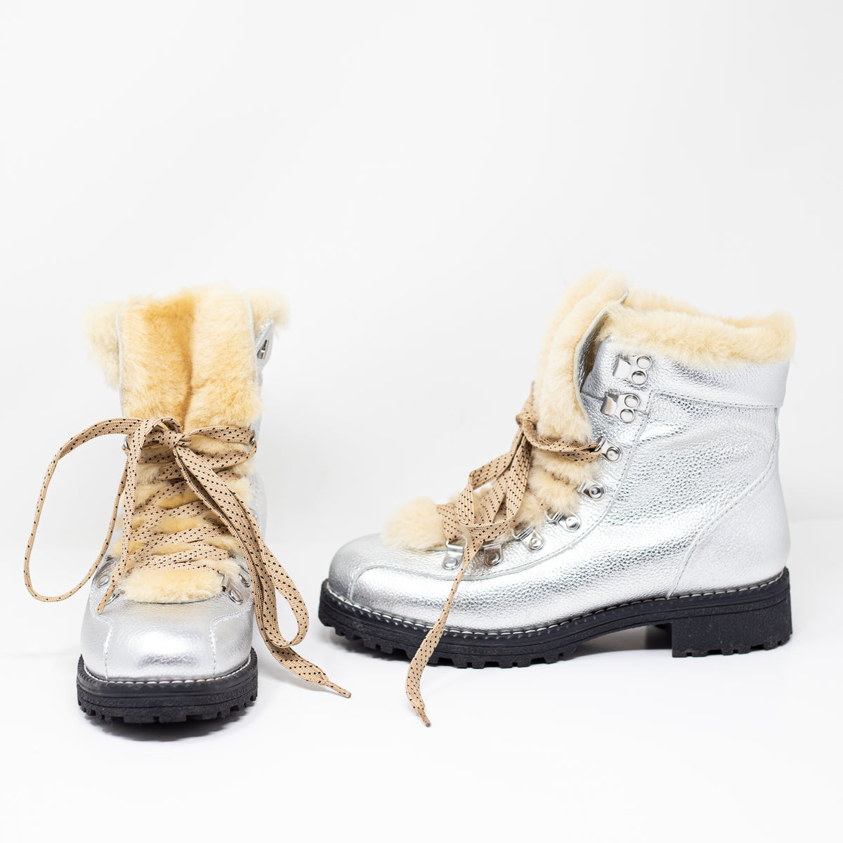 J. Crew Women's Nordic Boots In Metallic Leather Nubuck Sherpa Lined Booties 7