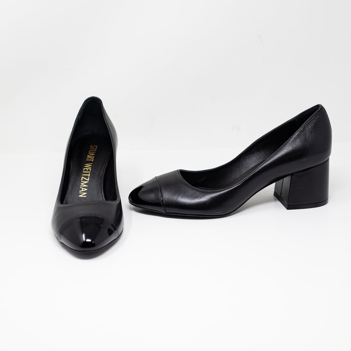 NEW Stuart Weitzman Flareblock 60 Lacquered Nappa Patent Leather Heels Shoes 7.5
