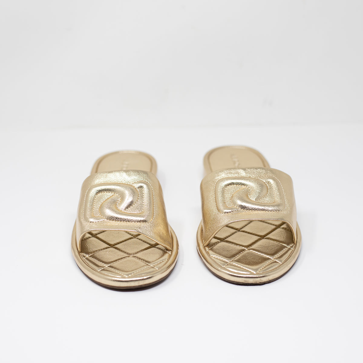 Aerosoles Jilda Genuine Leather Open Toe Flat Slip On Sandals Shoes Gold 7.5