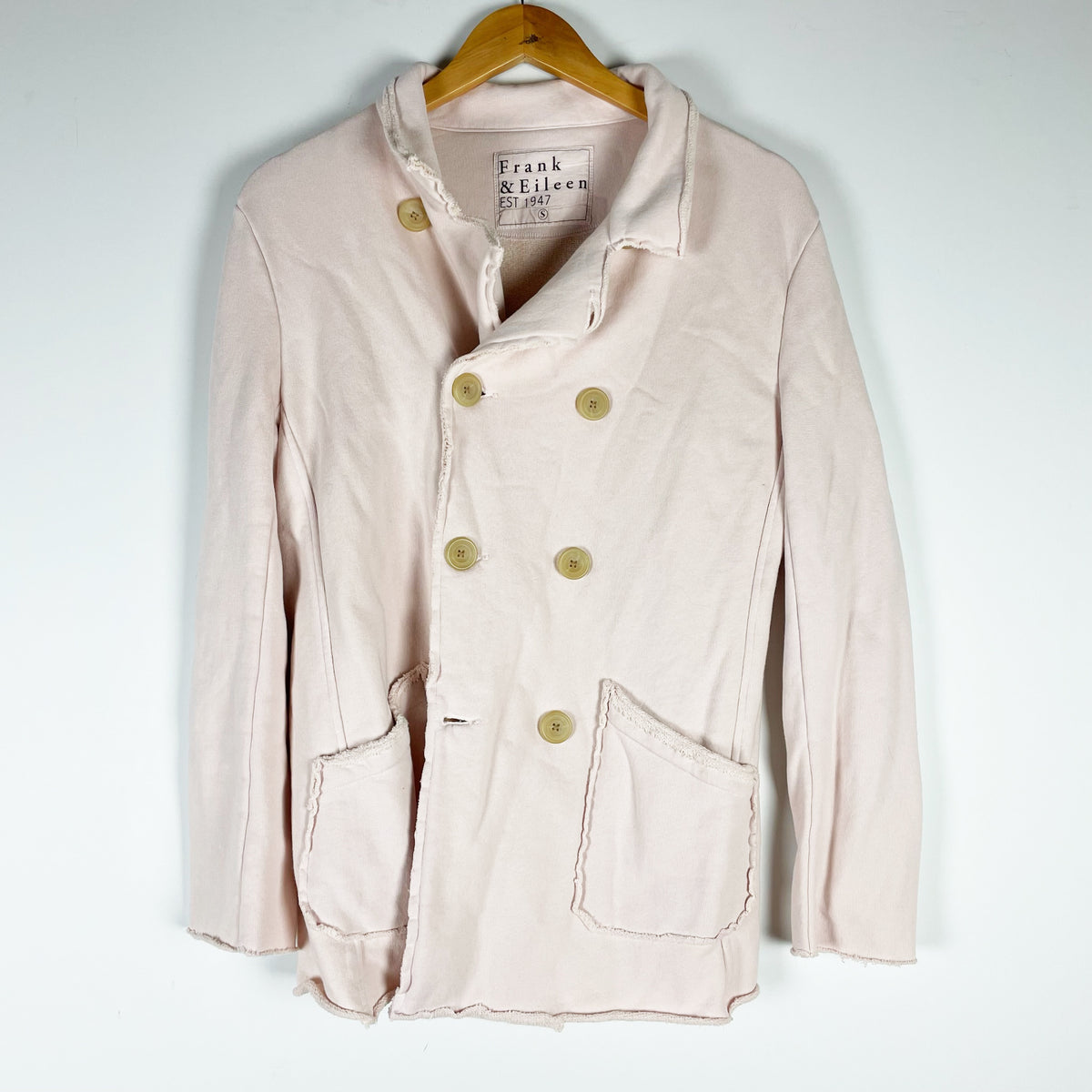Frank And Eileen Lab Belfast Cotton Double Breasted Sweatshirt Peacoat Jacket S