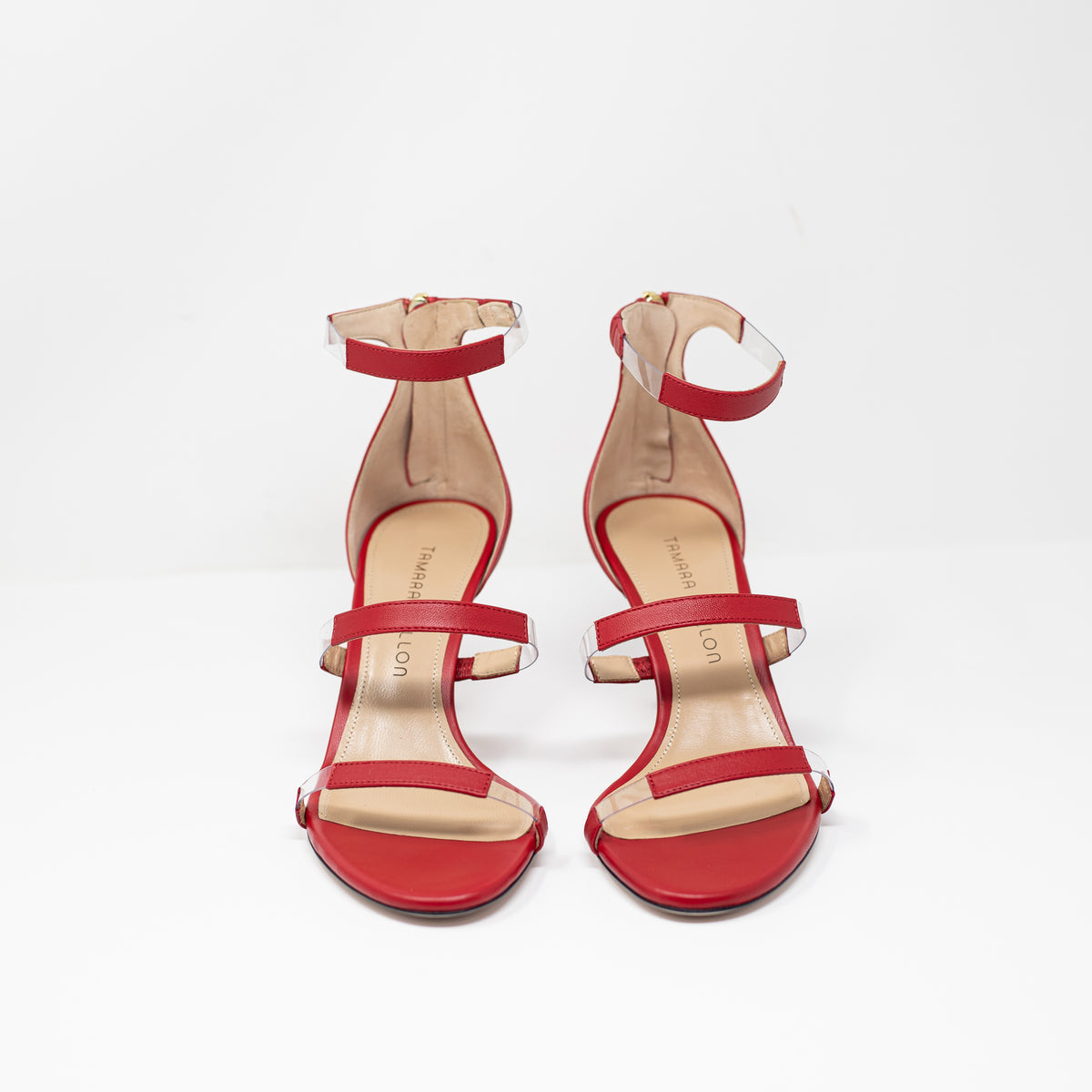 NEW Tamara Mellon Frontline 75 Strappy High Heels Pumps Shoes Red Nappa 7.5
