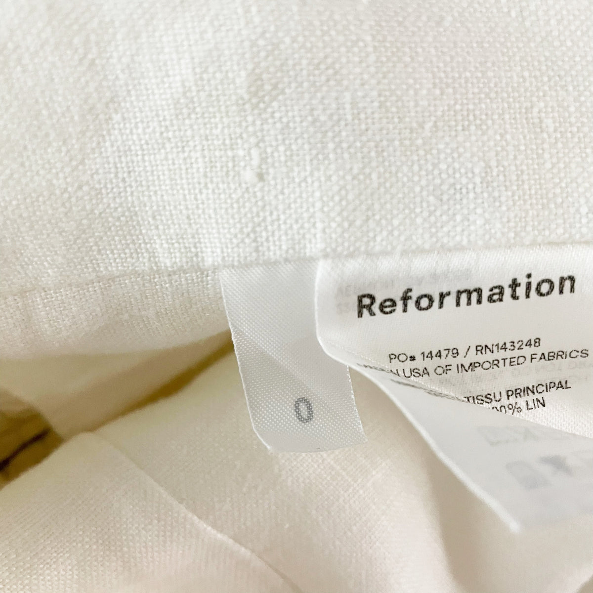 Reformation Linen Smocked Stretch Puff Sleeve Blouse Shirt White 0