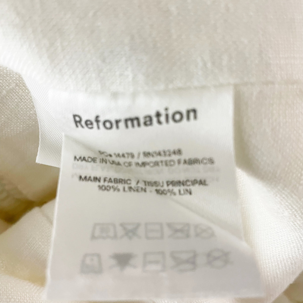 Reformation Linen Smocked Stretch Puff Sleeve Blouse Shirt White 0