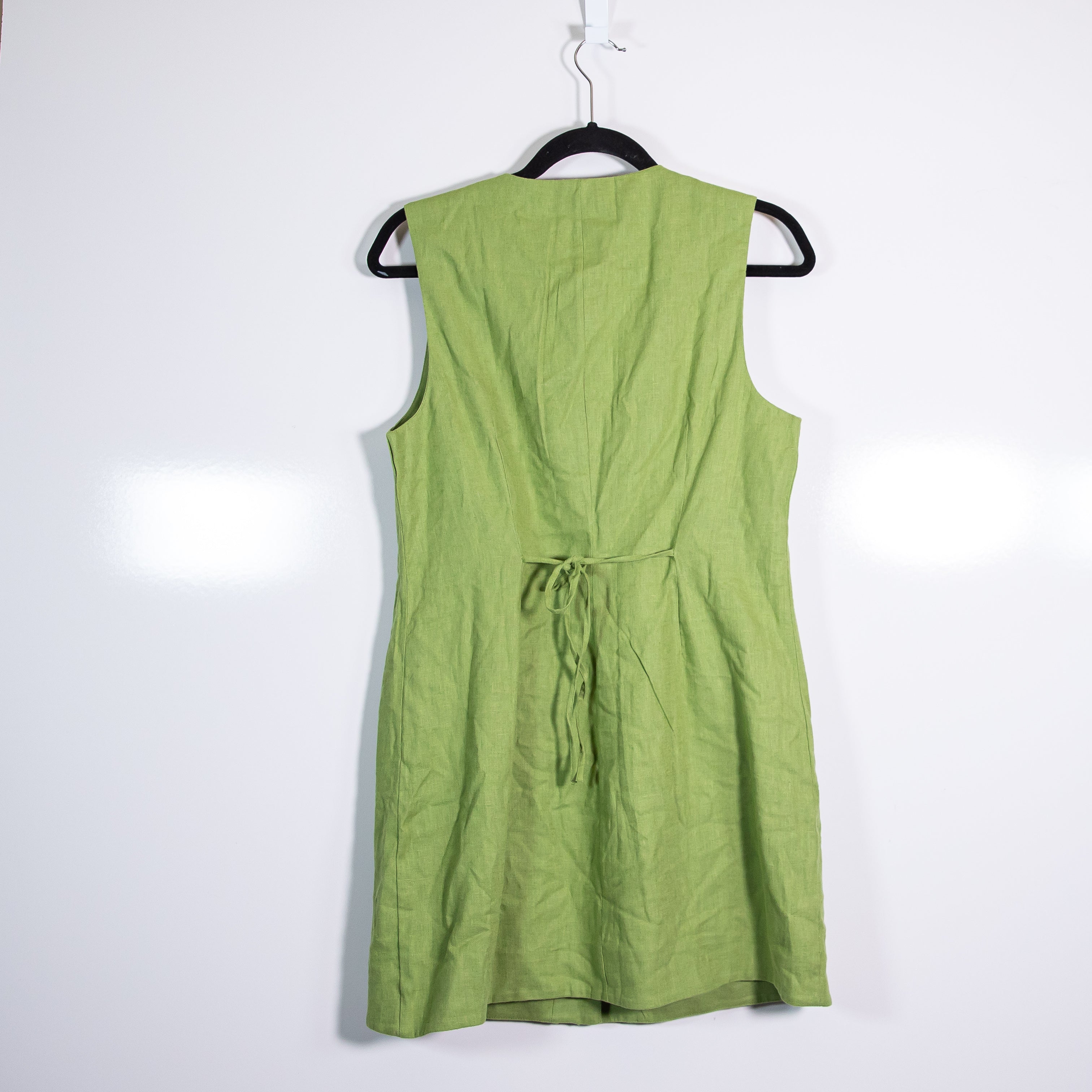 NEW Abercrombie & Fitch The A&F Mara Linen Blend Button Front Mini Dress Green