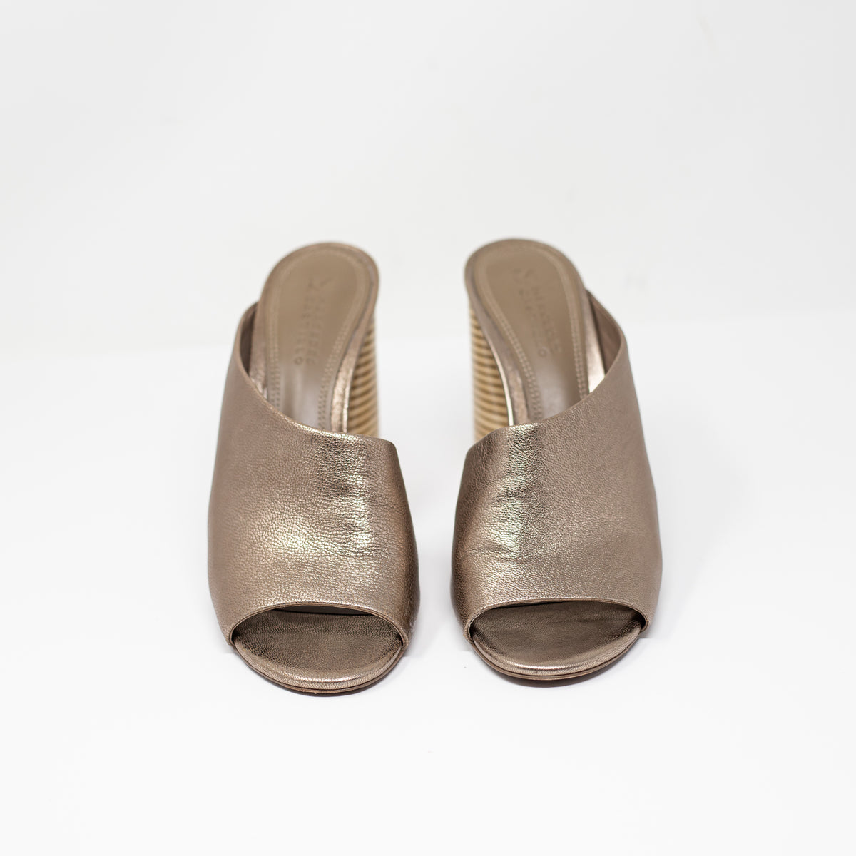 Mercedes Castillo Izar Slide Genuine Leather Open Toe Block Heel Sandals Shoes