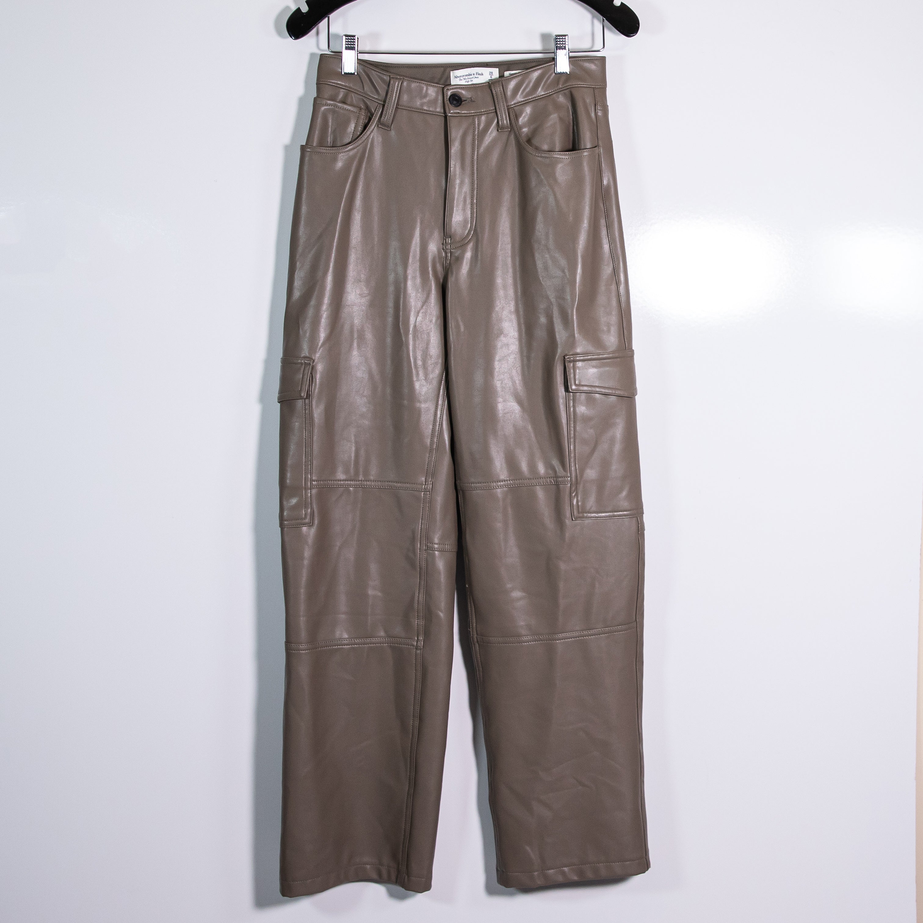 Abercrombie & Fitch The '90s Relaxed Jean High Rise Faux Vegan Leather Pants 6