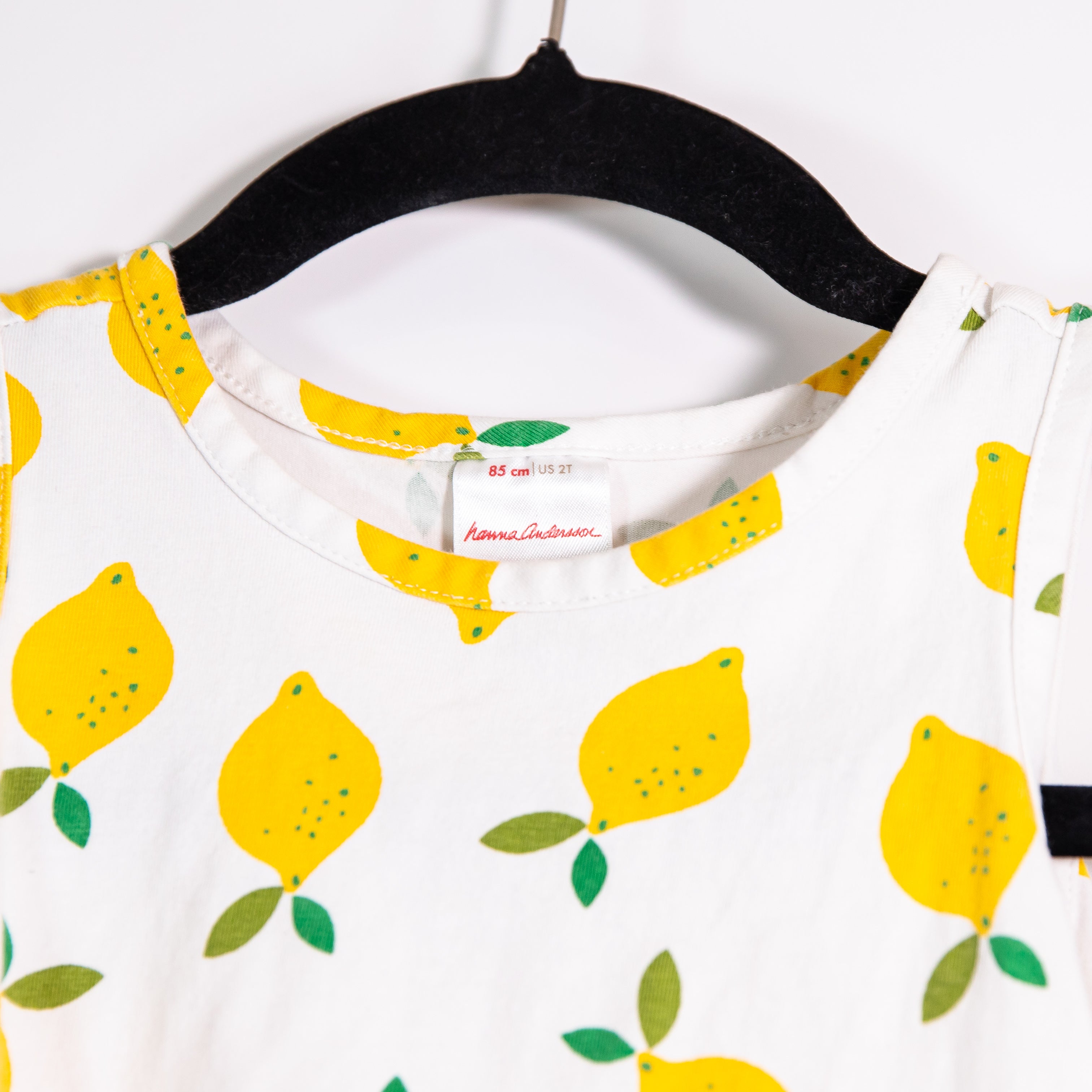 Hanna Anderson Cotton Stretch Lemon Fruit Print Pattern Girl's Baby Dress 2T