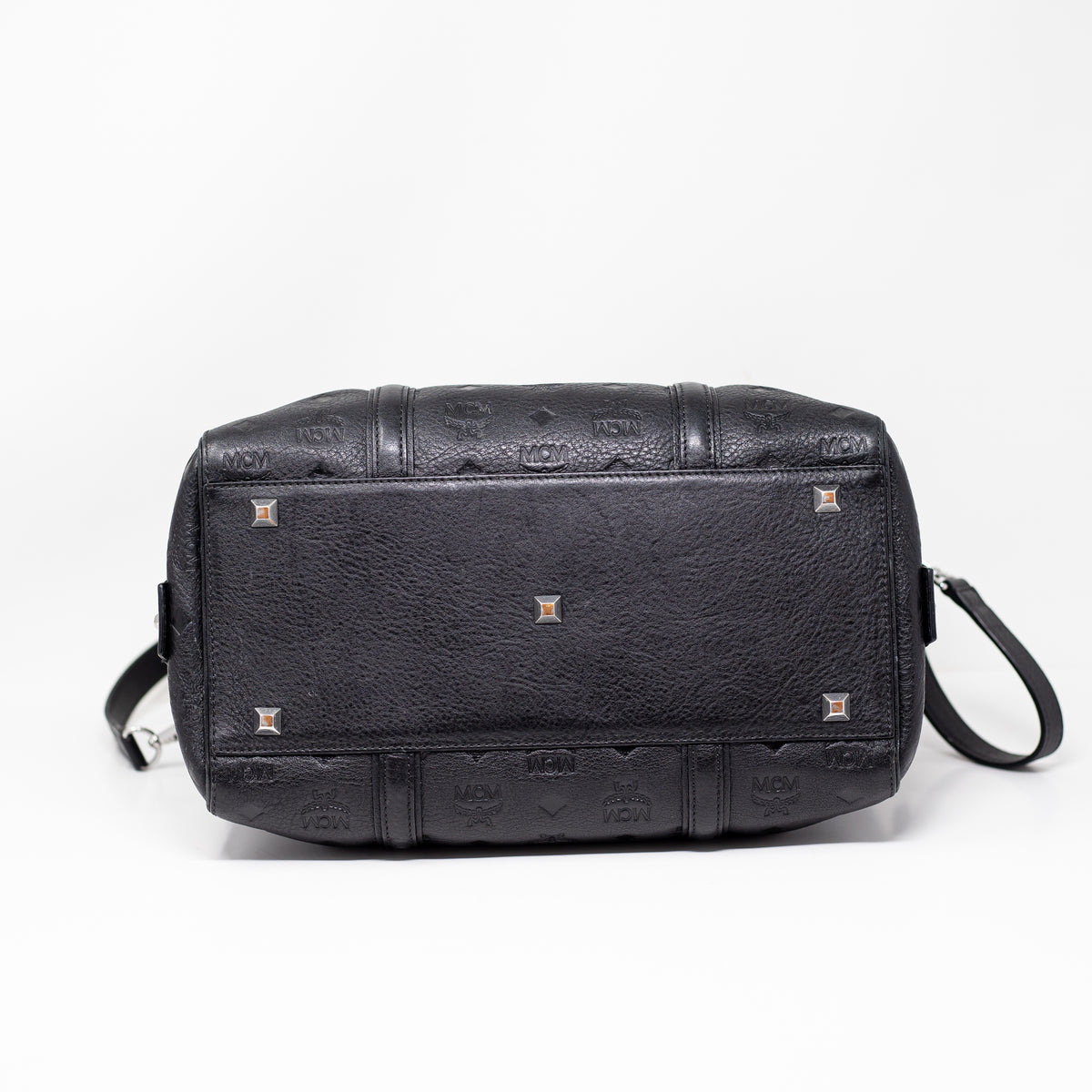 MCM Ella Boston Top Handle Convertible Crossbody Duffel Bag Purse Logo Print