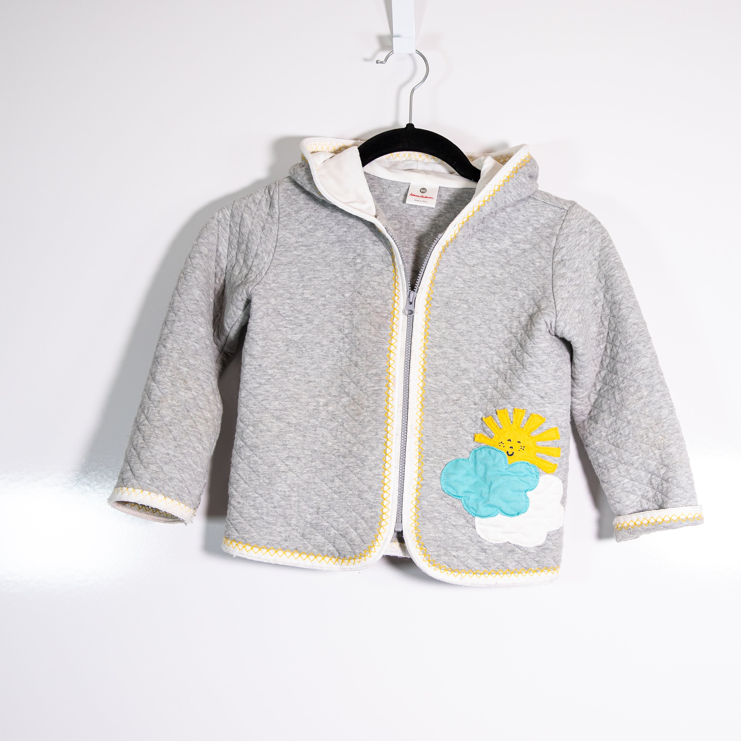 Hanna Anderson Cotton Quilted Full Zip Sun Clouds Patchwork Hoodie Sweater 90