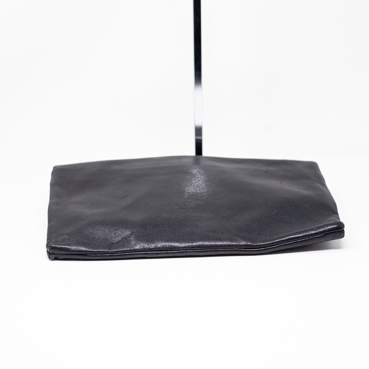 Marc Jacobs Eugenie Genuine Leather Fold Over Padlock Clutch Purse Bag Black