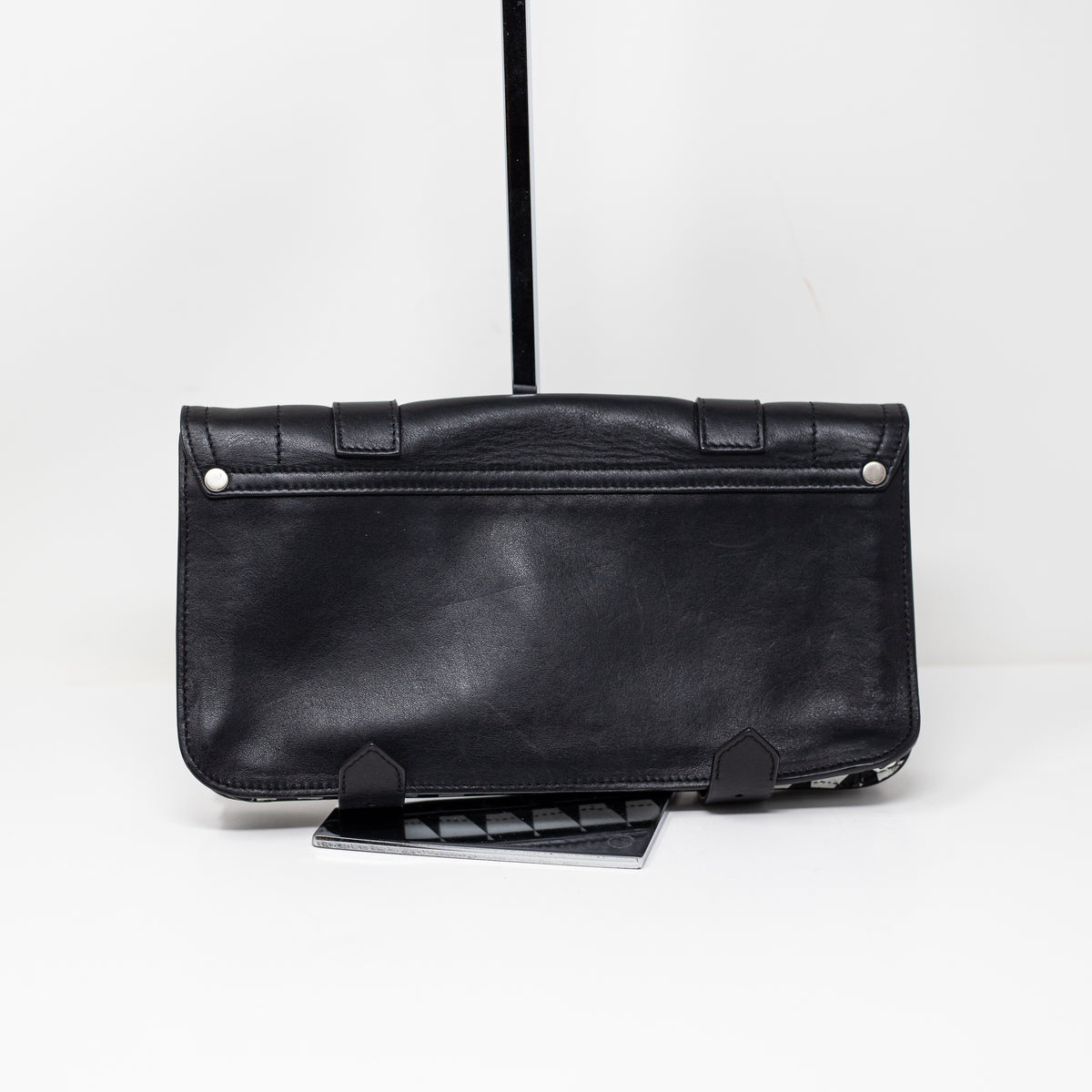 Proenza Schouler Genuine Leather Foldover Buckle Triangle Print Clutch Purse Bag