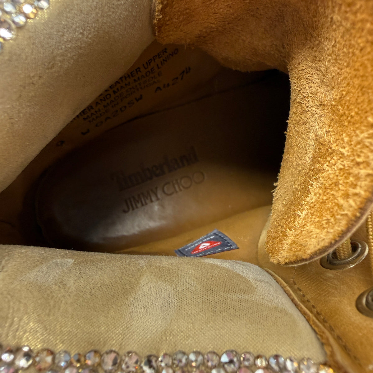 Jimmy Choo x Timberland Swarovski Crystal Embellished Suede Premium Wheat Boots 