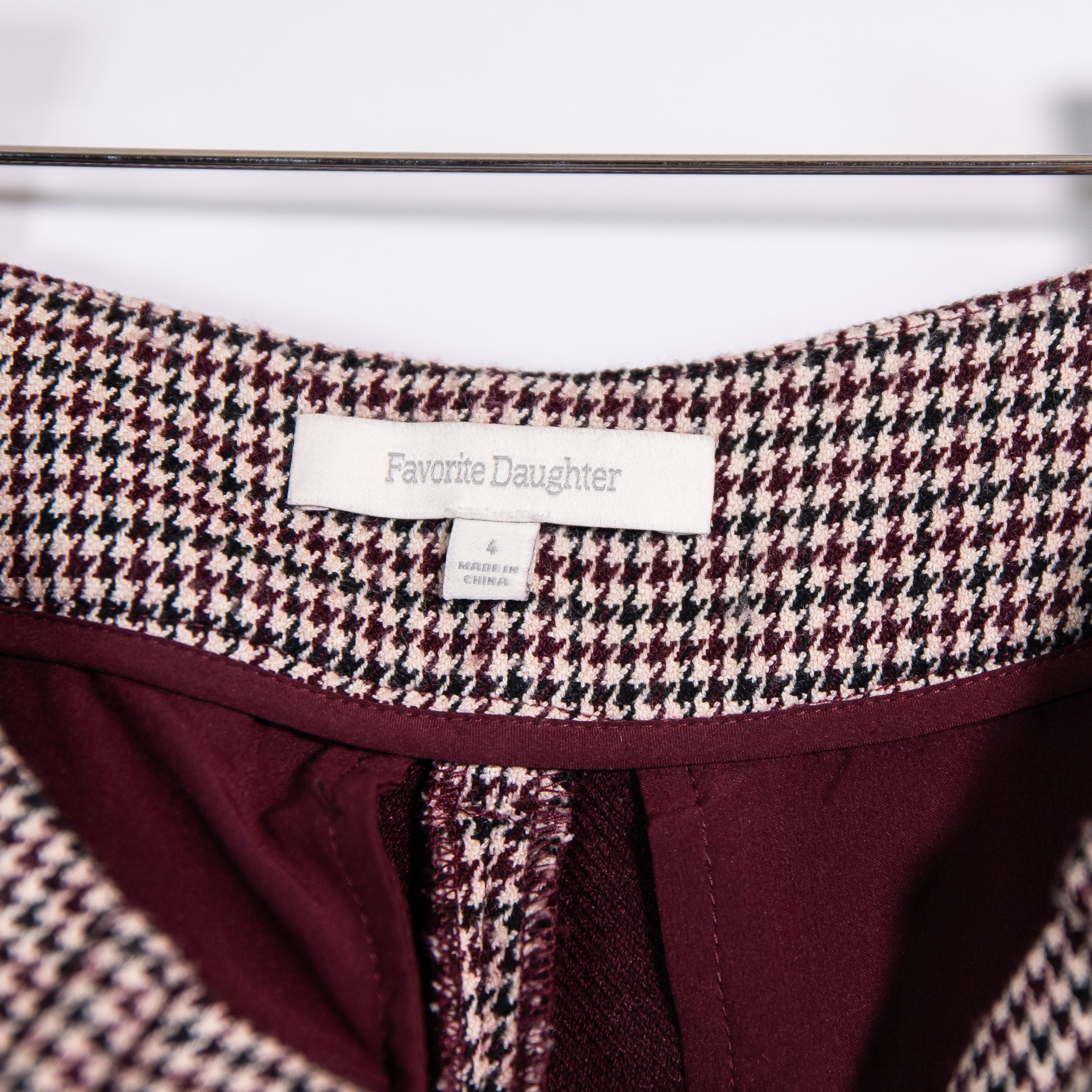 Favorite Daughter The Low Favorite Houndstooth Mid Rise Wide Leg Trouser Pants 4