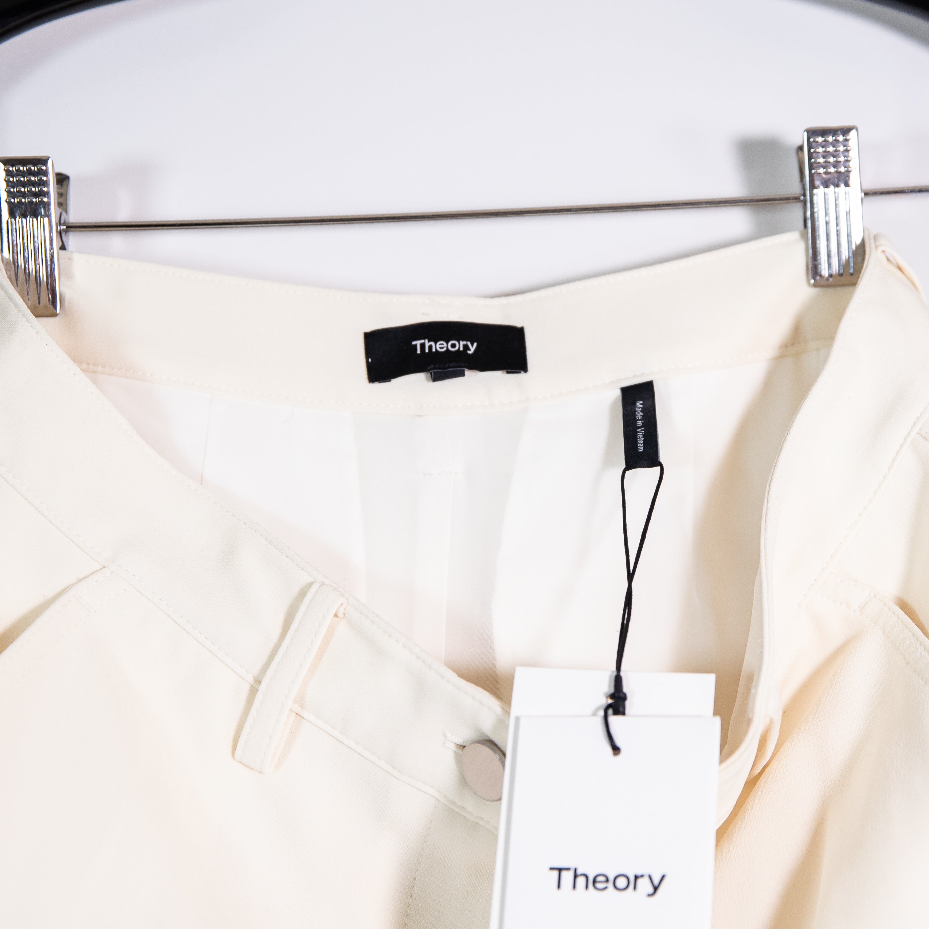 NEW Theory Admiral Crepe Relaxed Cargo Multi Pocket Wide Leg Trouser Pants Rice