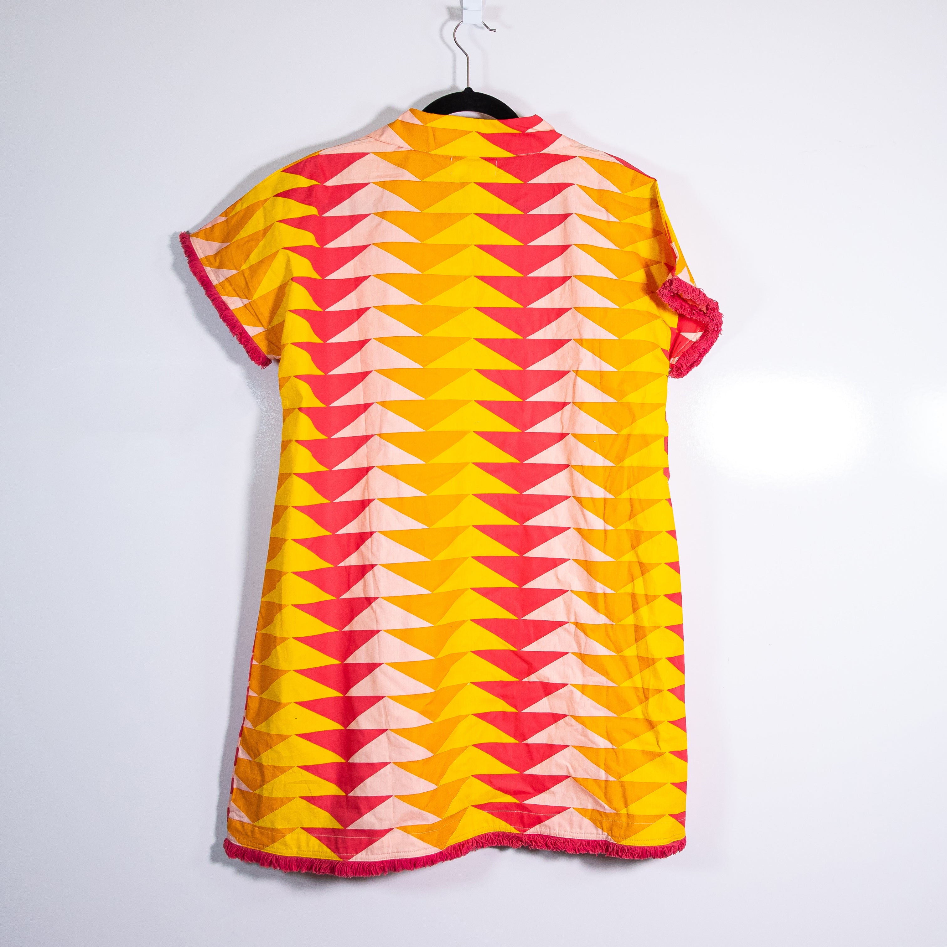 NEW Beau & Ro Beach Tunic V Neck Pullover Mini Dress Sunset Bagru Triangle Small