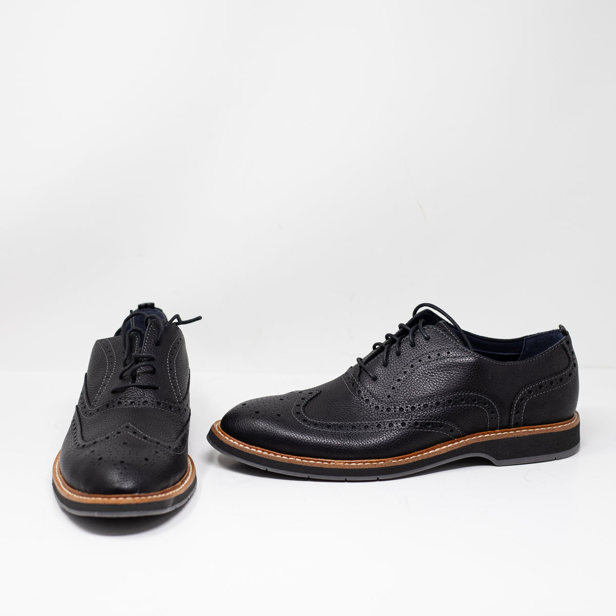 NEW Cole Haan Men's Morris Wng Oxford Black Tumble Genuine Leather Dress Shoes