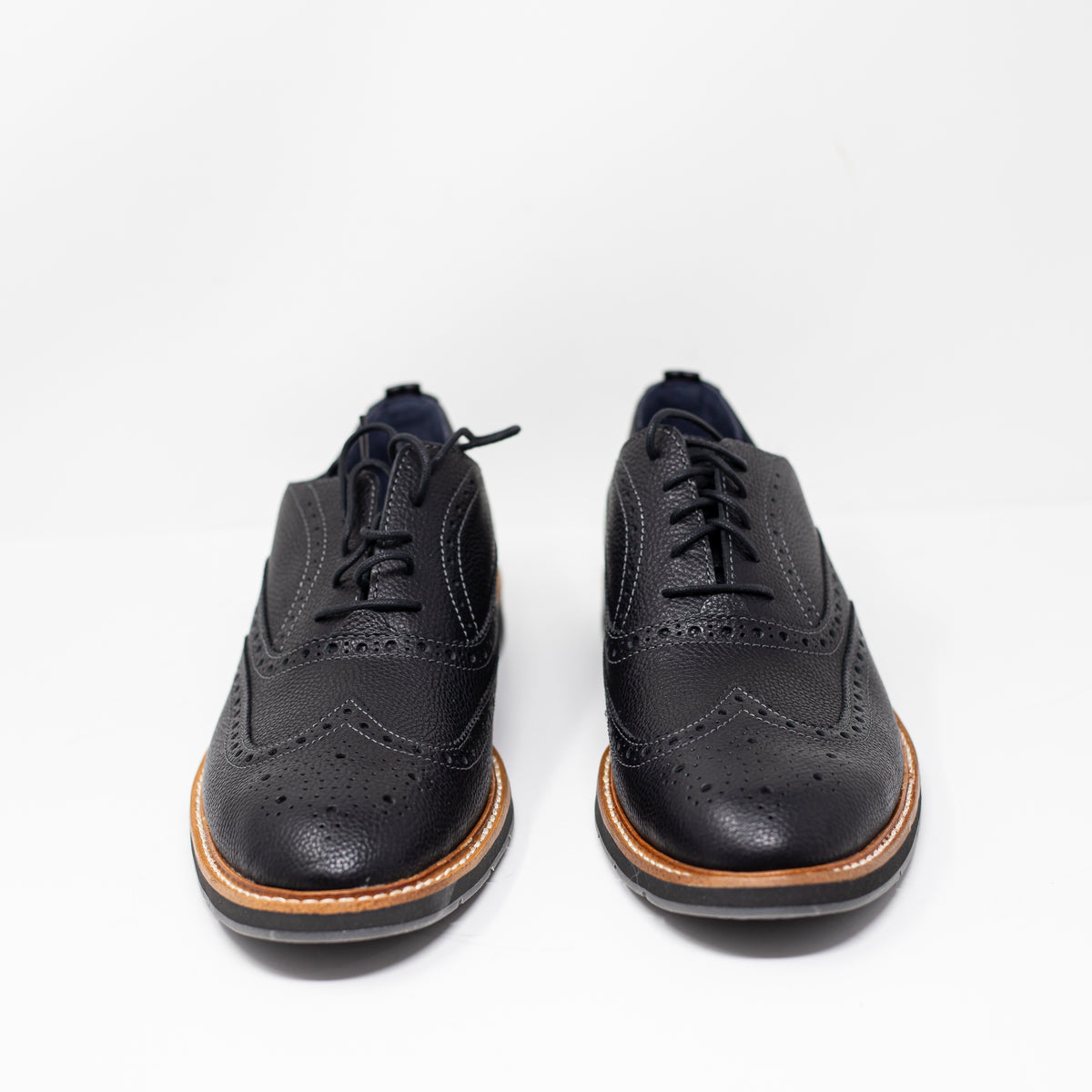 NEW Cole Haan Men's Morris Wng Oxford Black Tumble Genuine Leather Dress Shoes