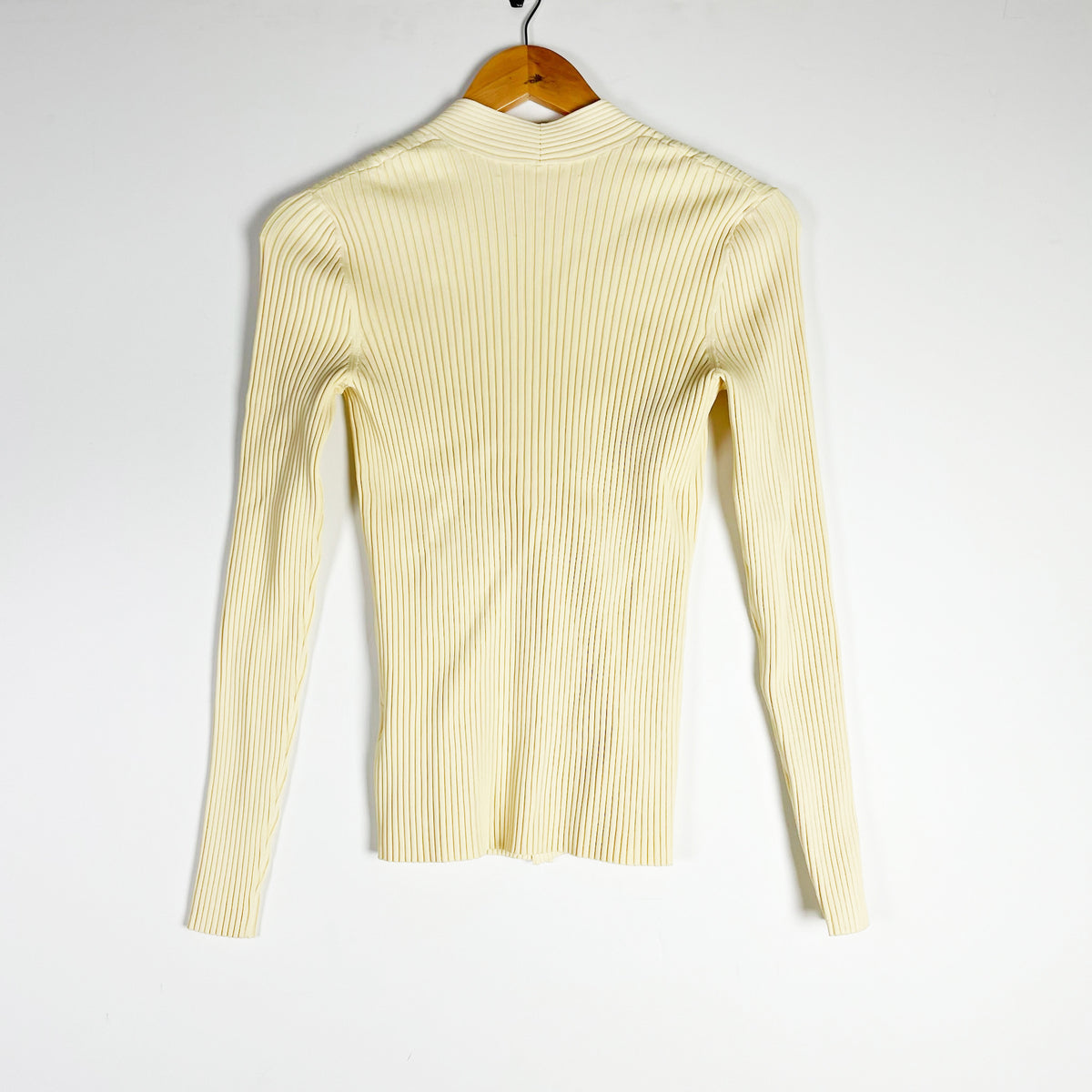 Dion Lee Ribbed Knit Stretch V Neck Twist Knot Pullover Sweater Ivory 6