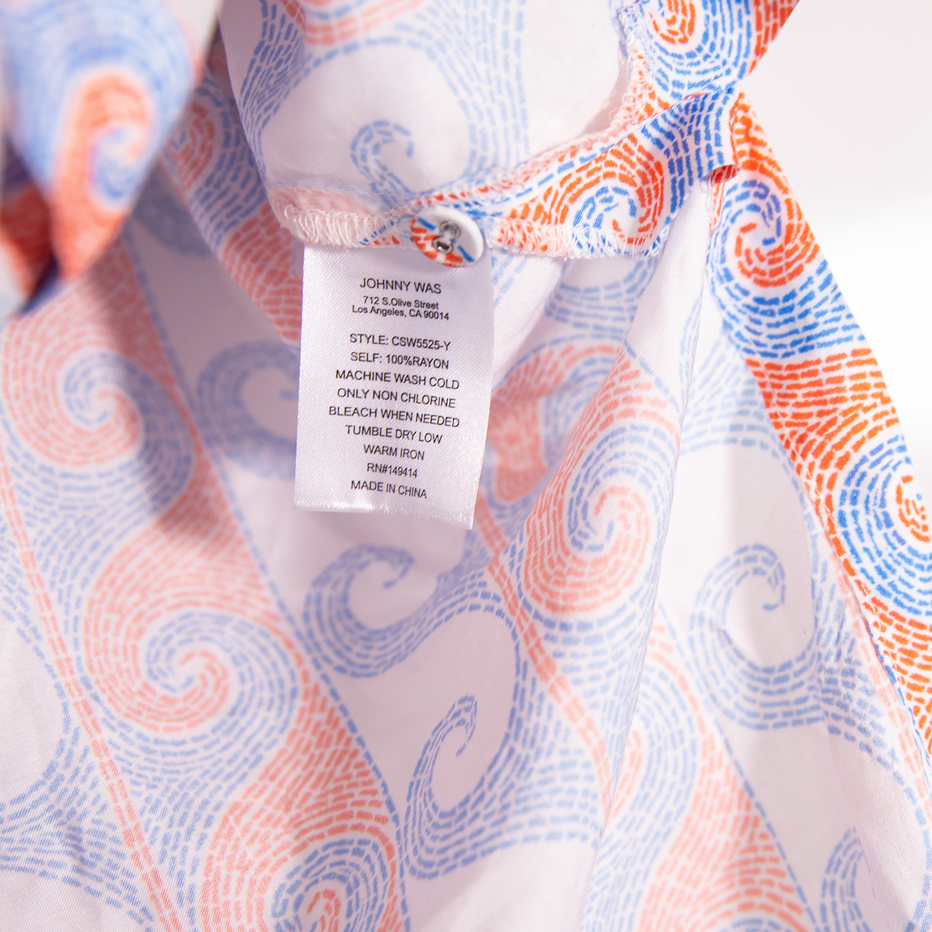 Johnny Was x Paolita Camp Collared Button Down Lightweight Circes Wave Shirt Top