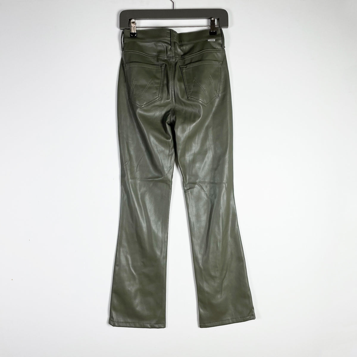 Mother The Insider Flood Faux Vegan Leather Cropped Bootcut Pant Wax On, Wax Off
