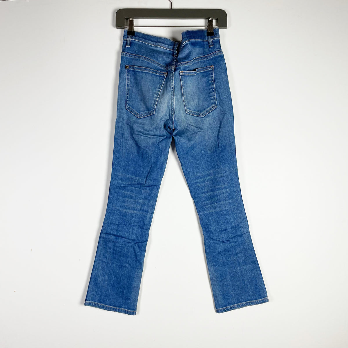 The Great. The Nerd Cotton Stretch Ankle Crop Flare Denim Jeans Scout Wash 25