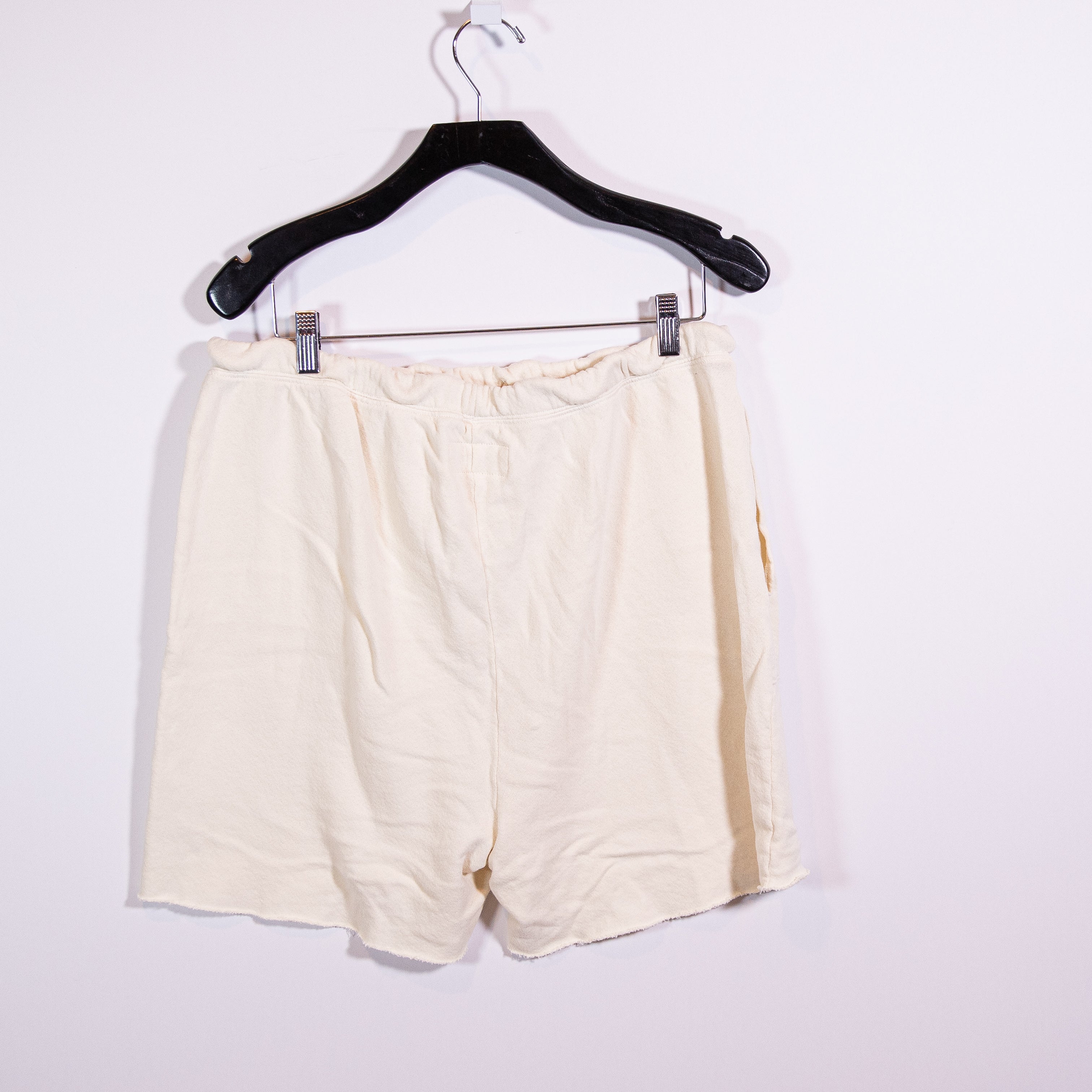 The Great The Patch Pocket Cotton Terry Lined Pull On Raw Edge Hem Sweat Shorts