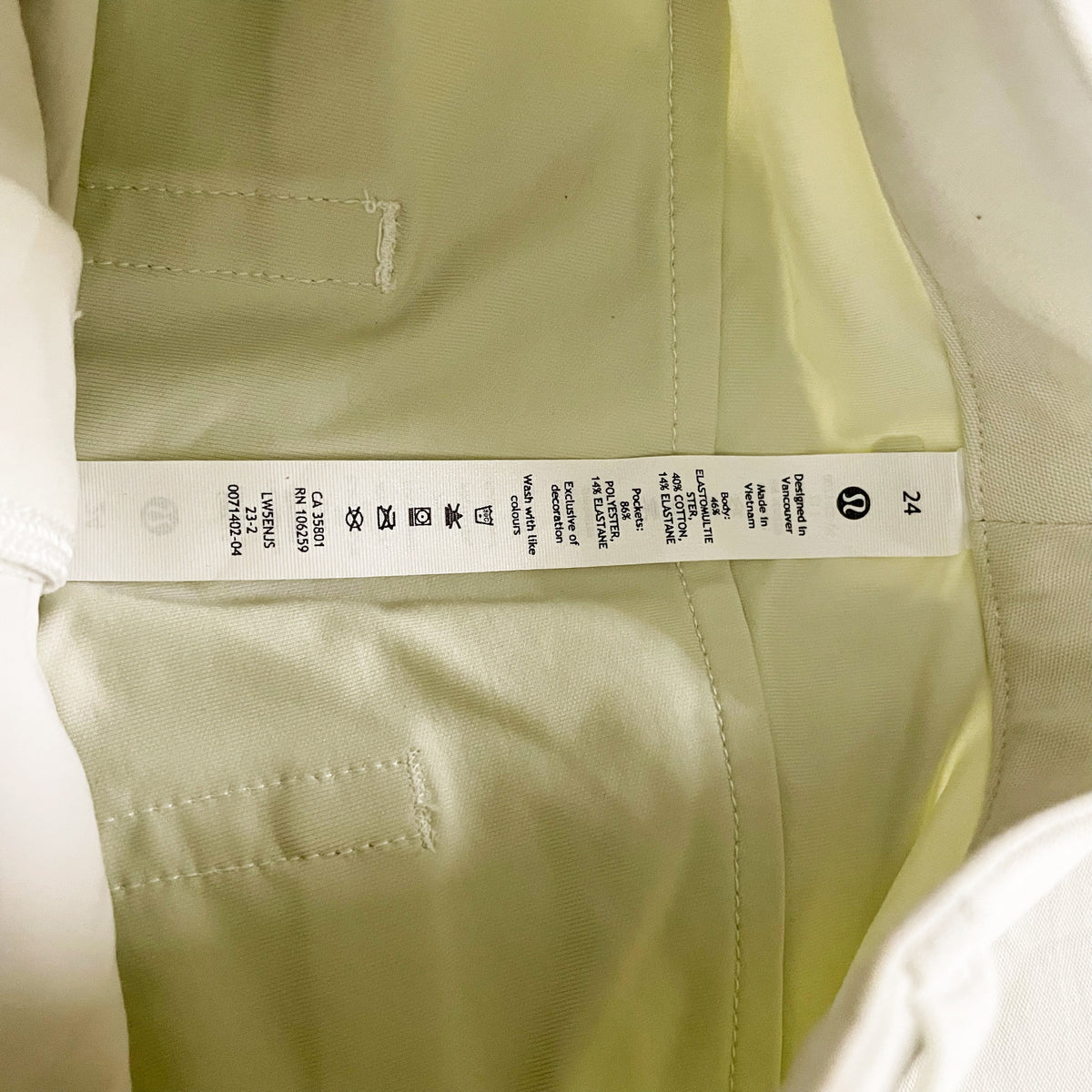 Lululemon City Sleek 5 Pocket Wide Leg High-Rise Pant Utilitech Natural Ivory 24