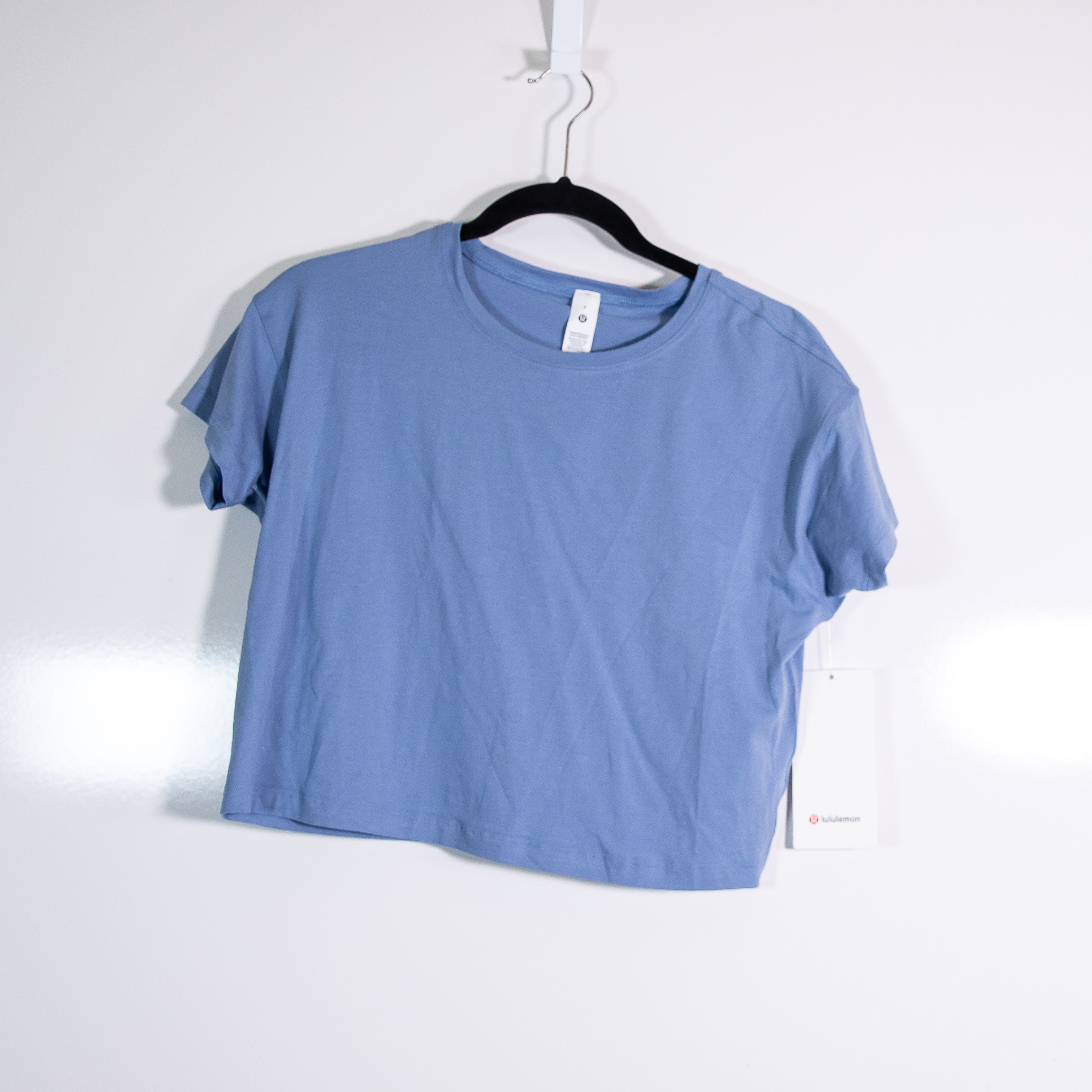 NEW Lululemon Cates Tee Shirt Top Cotton Short Sleeve Crew Neck Blue Willow 4