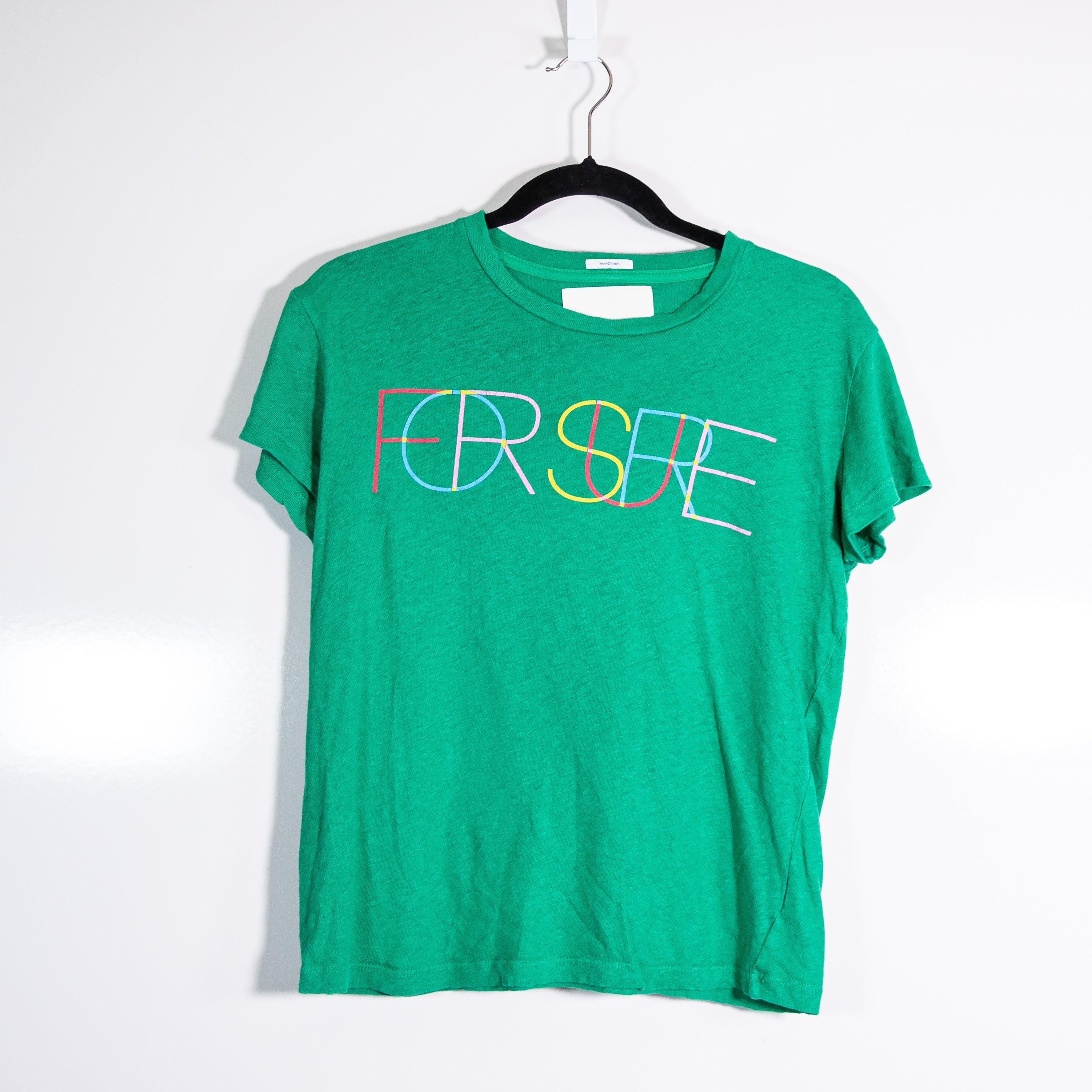 Mother Denim The Sinful Graphic Print Crewneck Tee Shirt In For Sure Green Small