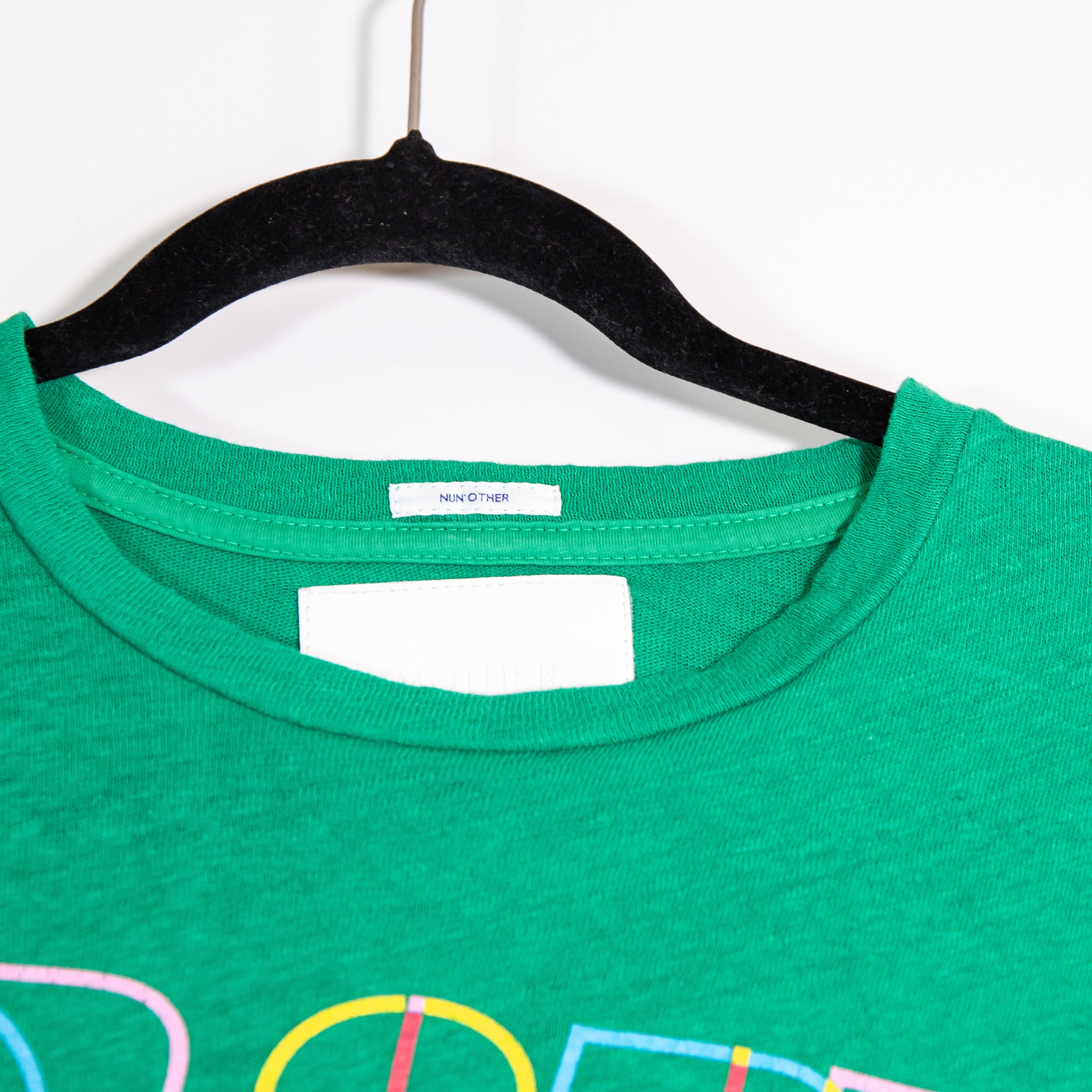 Mother Denim The Sinful Graphic Print Crewneck Tee Shirt In For Sure Green Small